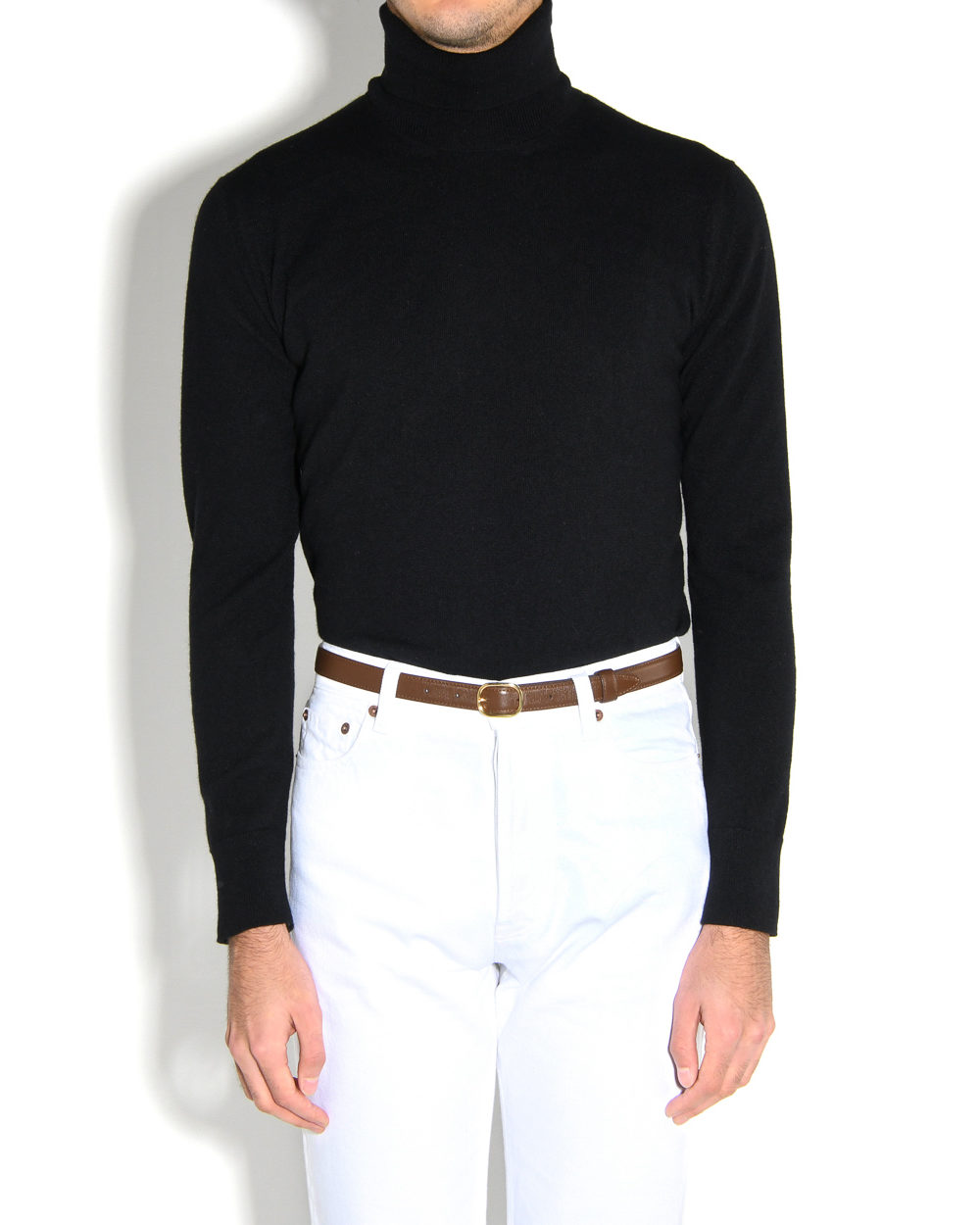 thin belt nappa leather dark brown front