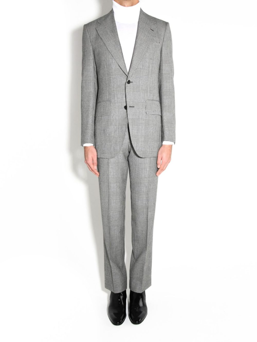 SINGLE-BREASTED SUIT IN-TWILL-BLACK-AND-WHITE-PRINCE-OF-WALES