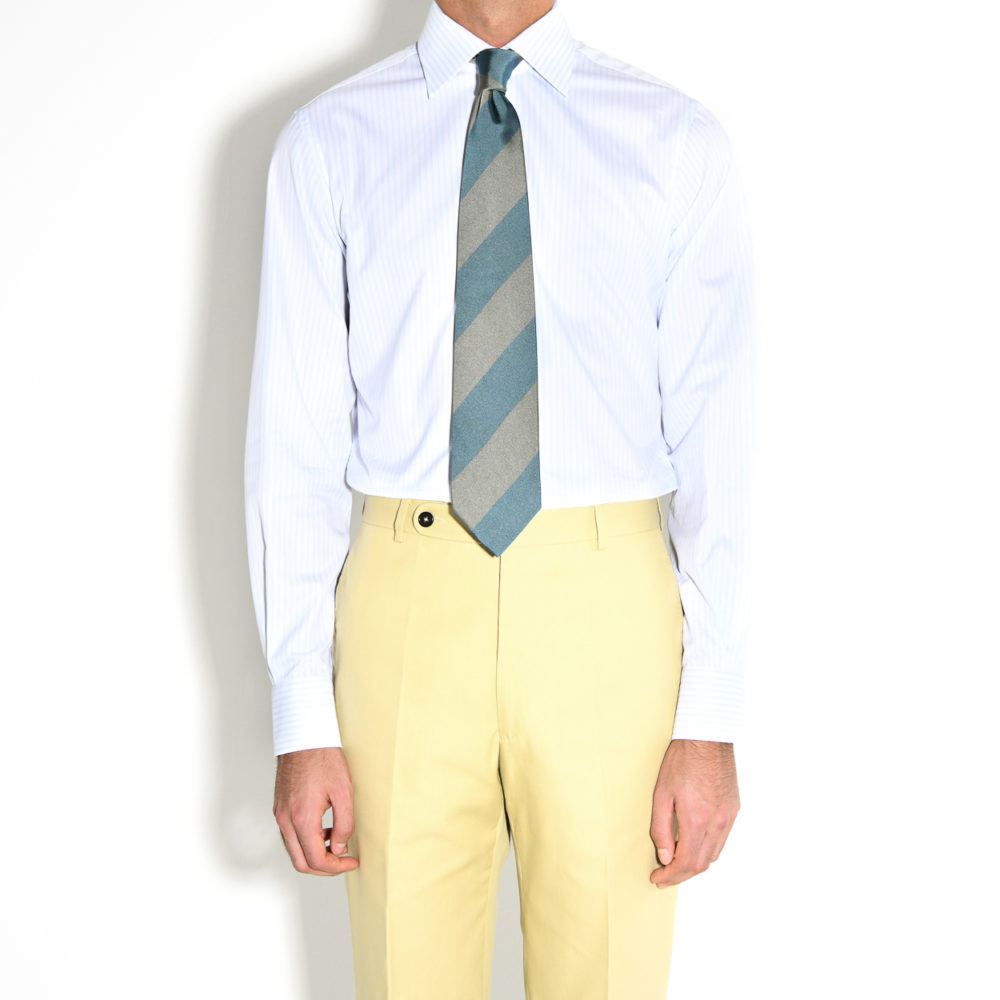 silk tie wide green blue stripes front