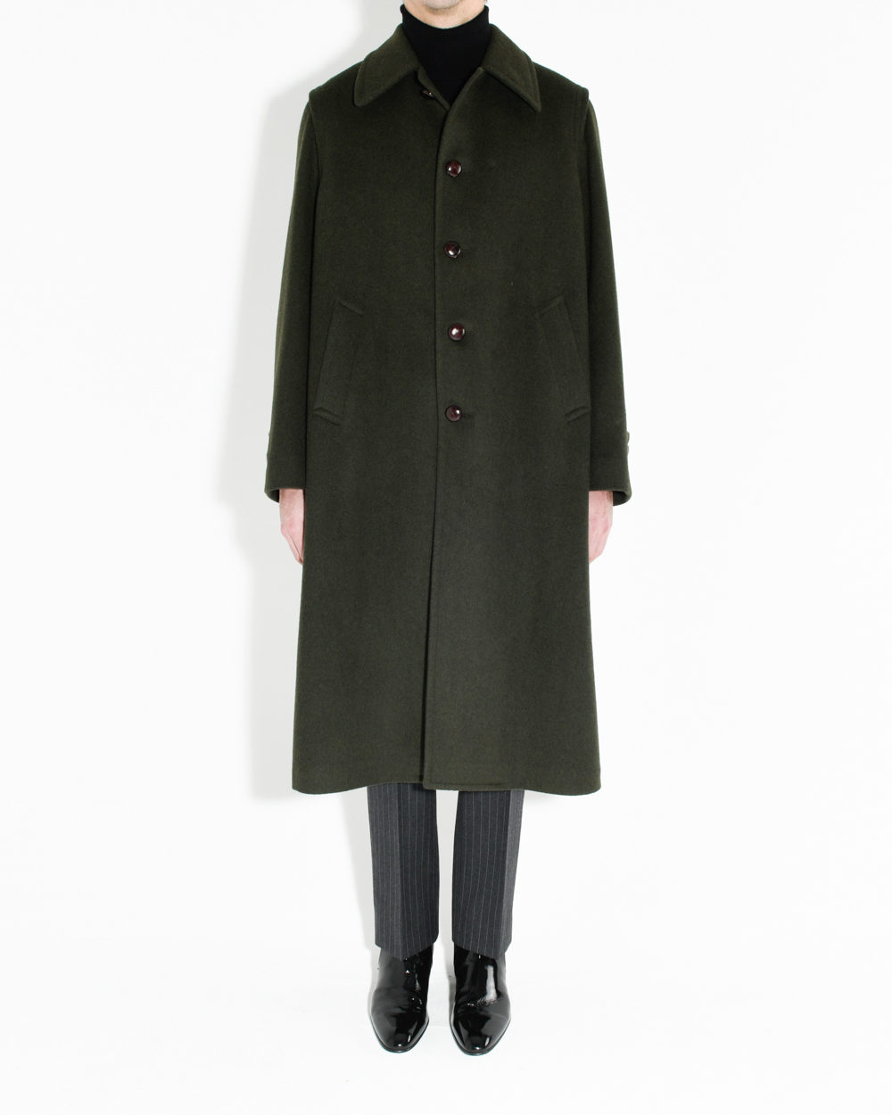 SINGLE-BREASTED COAT-IN-WOOL-BROADCLOTH-LODEN-GREEN