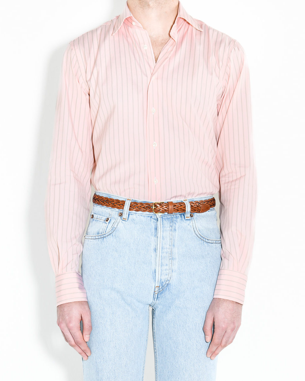 CEINTURE FINE EN CUIR TRESSÉ - MARRON COGNAC