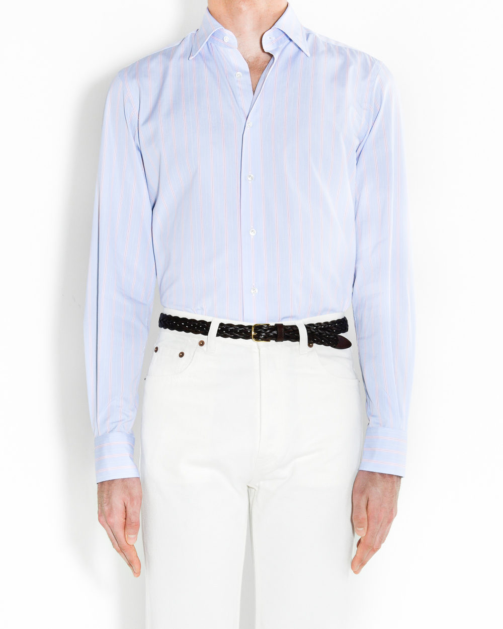 CEINTURE FINE EN CUIR TRESSÉ - MARRON FONCÉ_1a