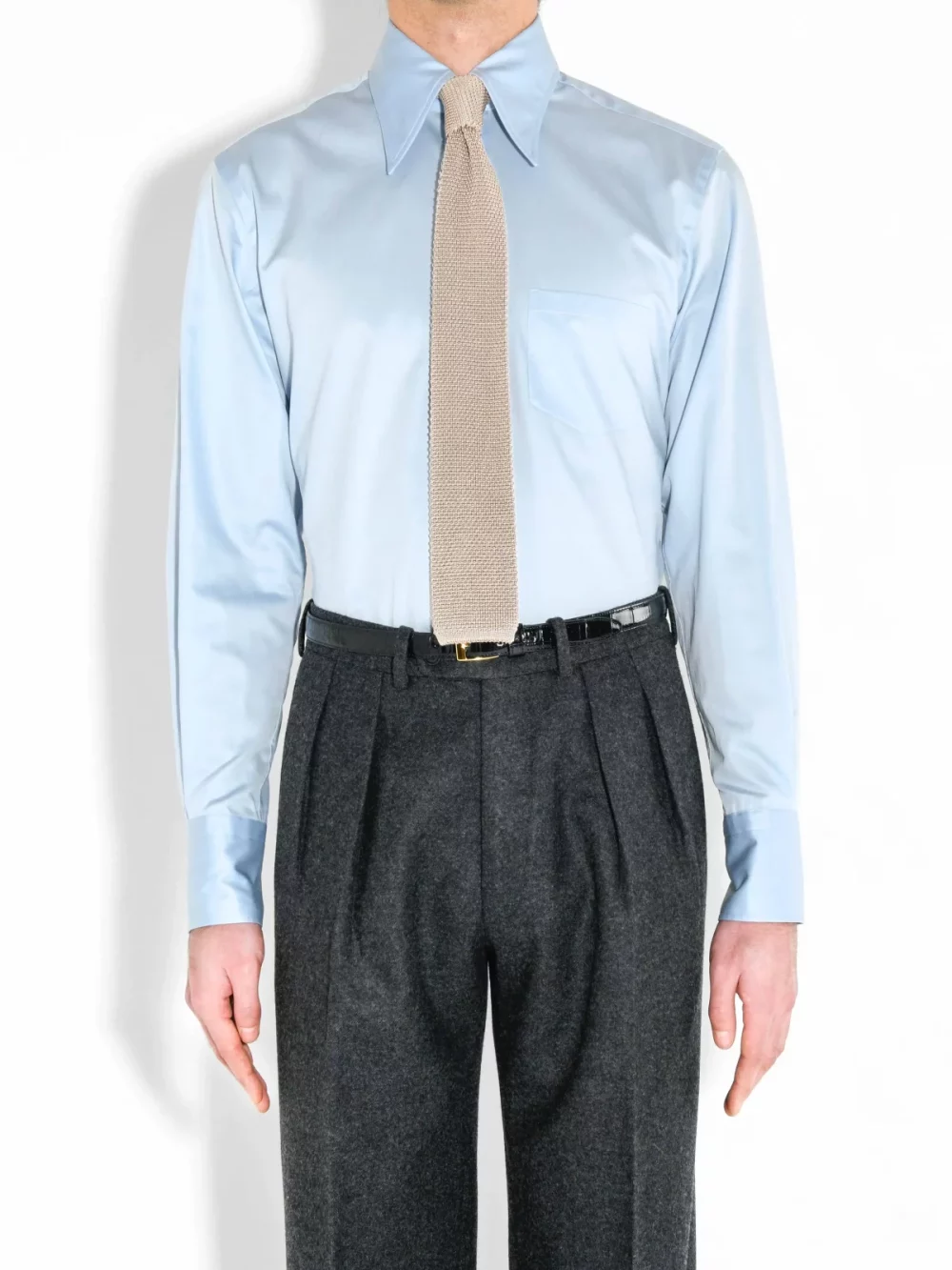 KNIT TIE IN SILK - TAUPE