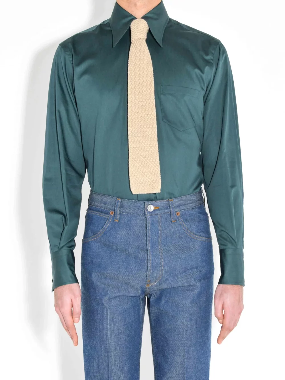 KNIT TIE IN WOOL - BEIGE