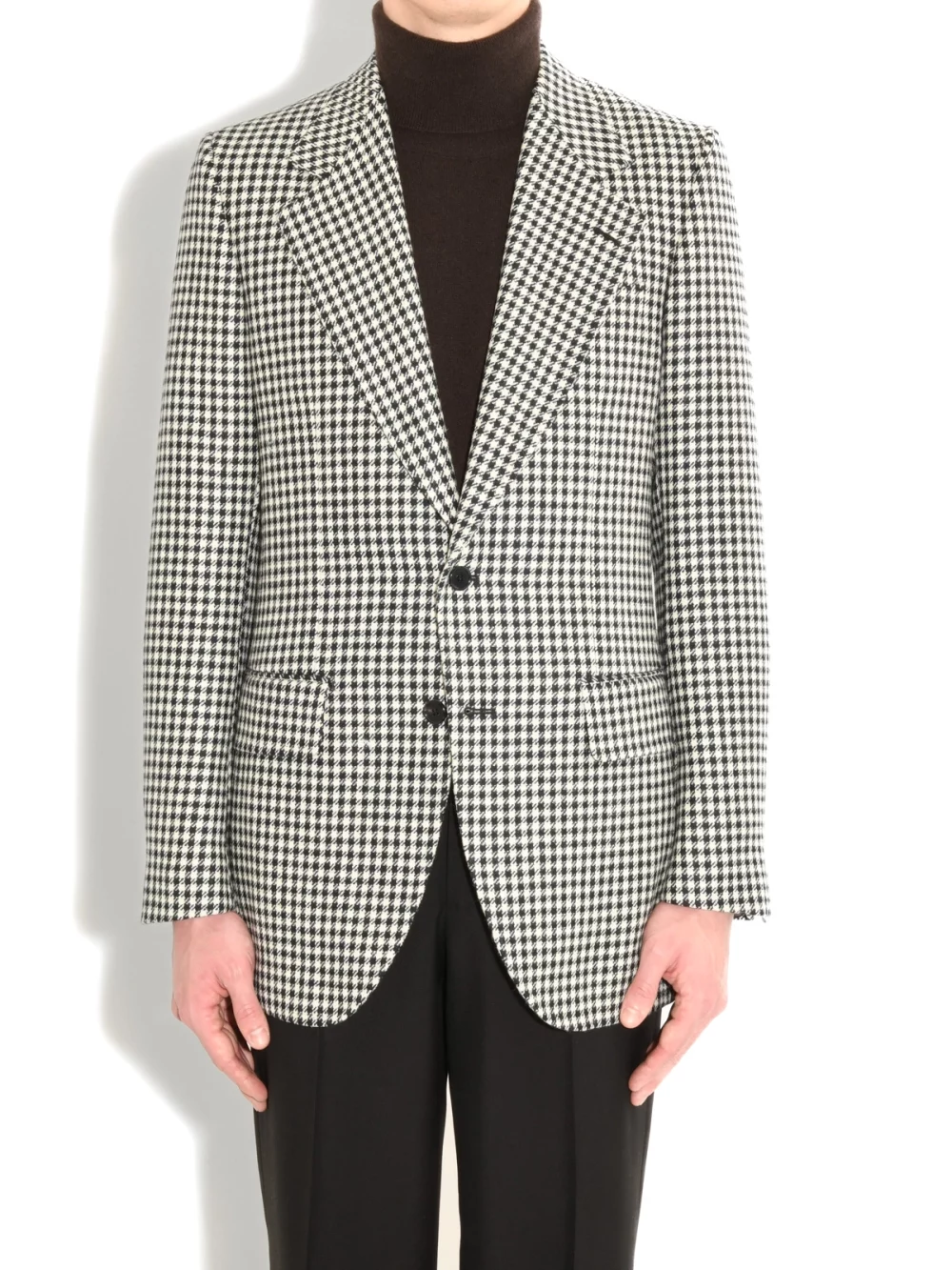 SINGLE-BREASTED JACKET IN TWEED - BLACK AND WHITE GUN CLUB