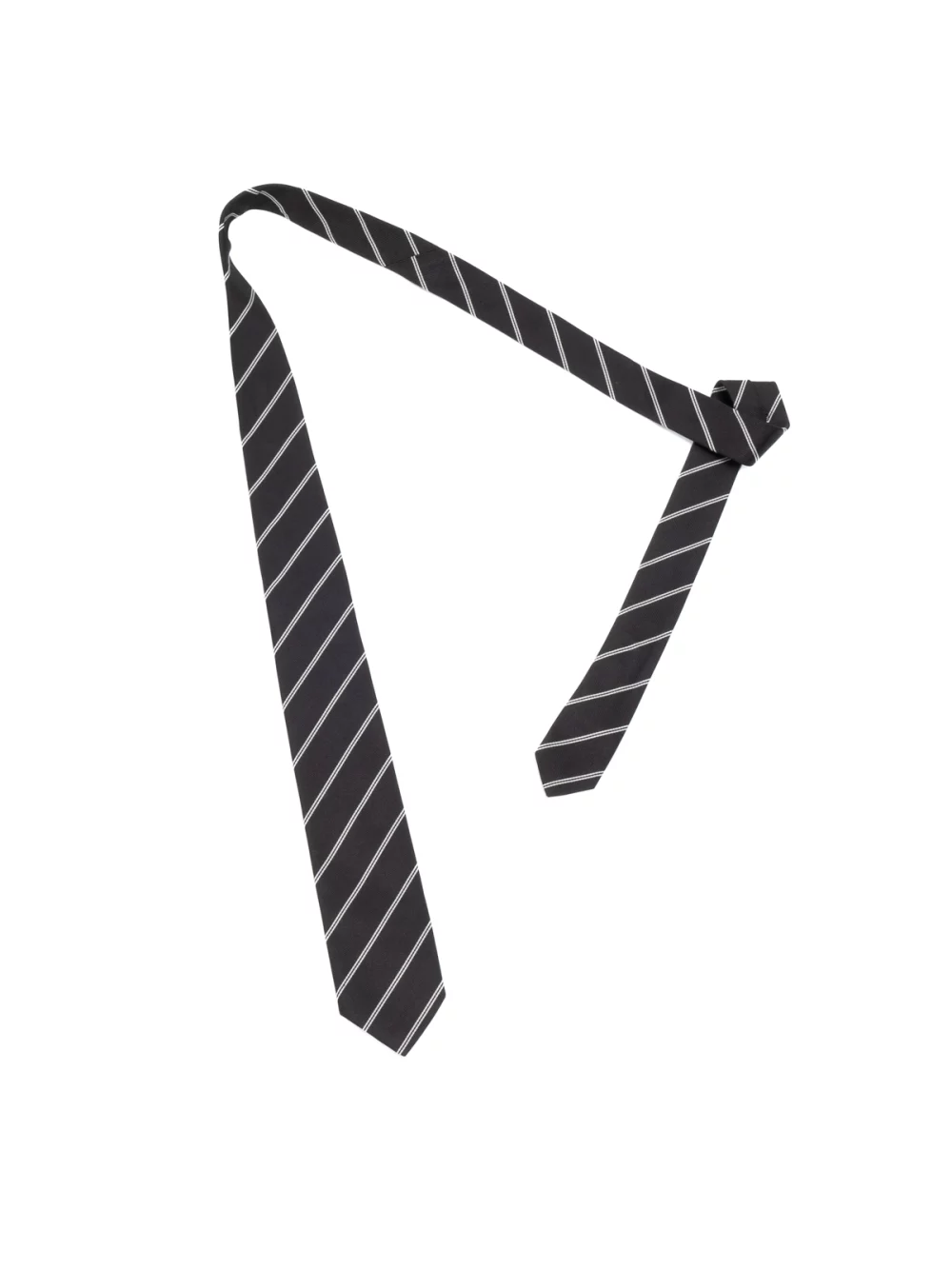 TIE IN SILK - BLACK WITH WHITE STRIPES