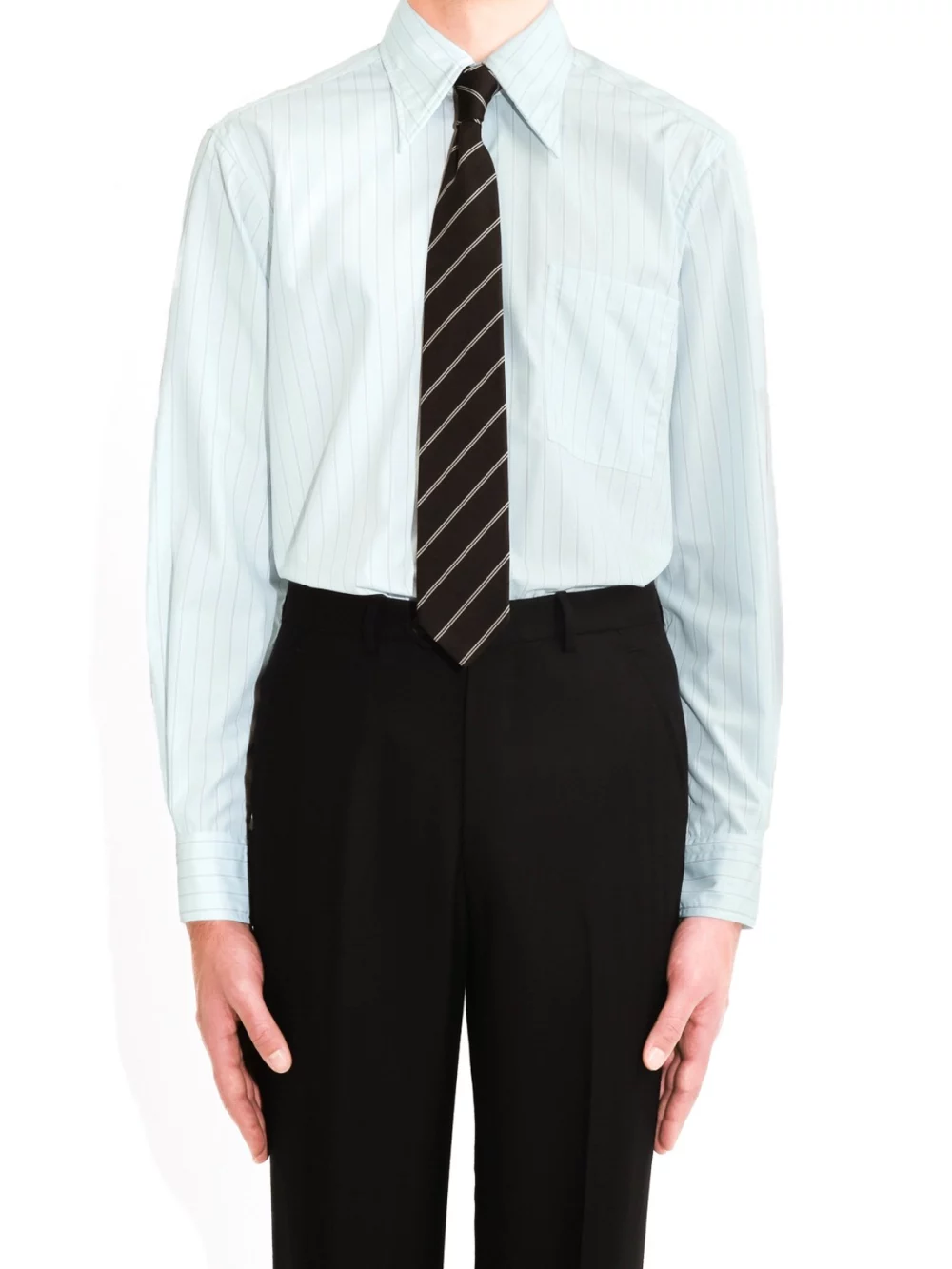 TIE IN SILK - BLACK WITH WHITE STRIPES