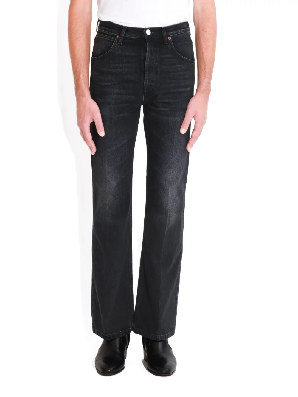 JEAN ÉVASÉ TAILLE HAUTE EN DENIM - NOIR DÉLAVÉ-4