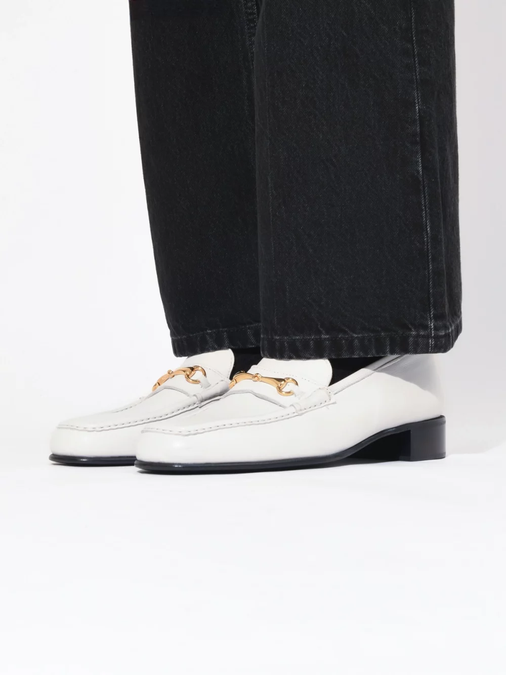 HORSEBIT LOAFERS IN GRAINED CALFSKIN - WHITE