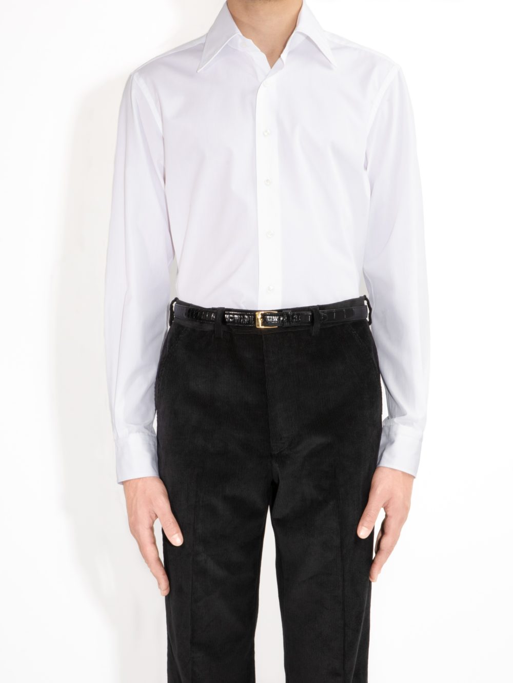 WIDE COLLAR SHIRT IN POPLIN - WHITE