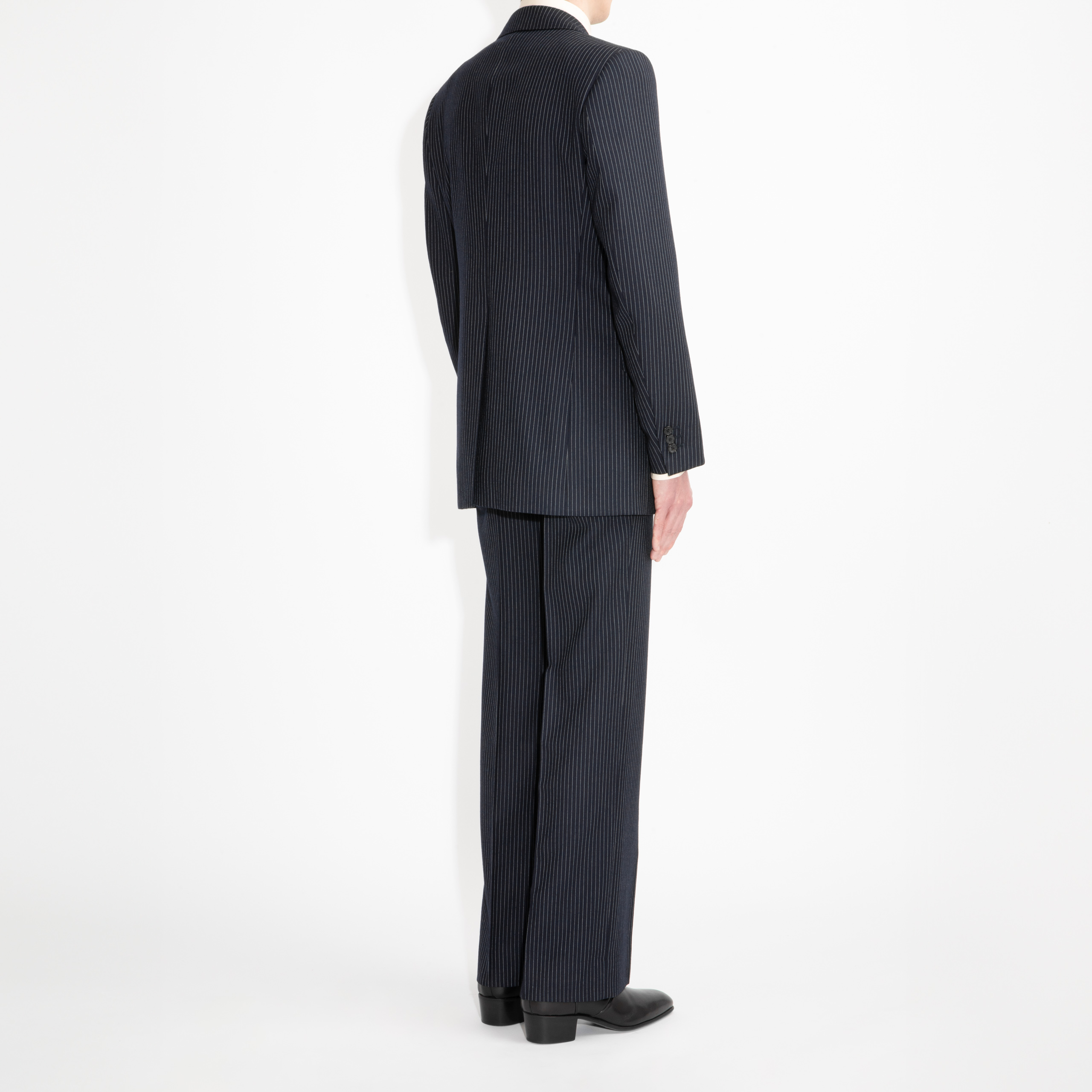 SINGLE-BREASTED 3-PIECE SUIT IN TWILL - NAVY WITH PINSTRIPES - Image 3