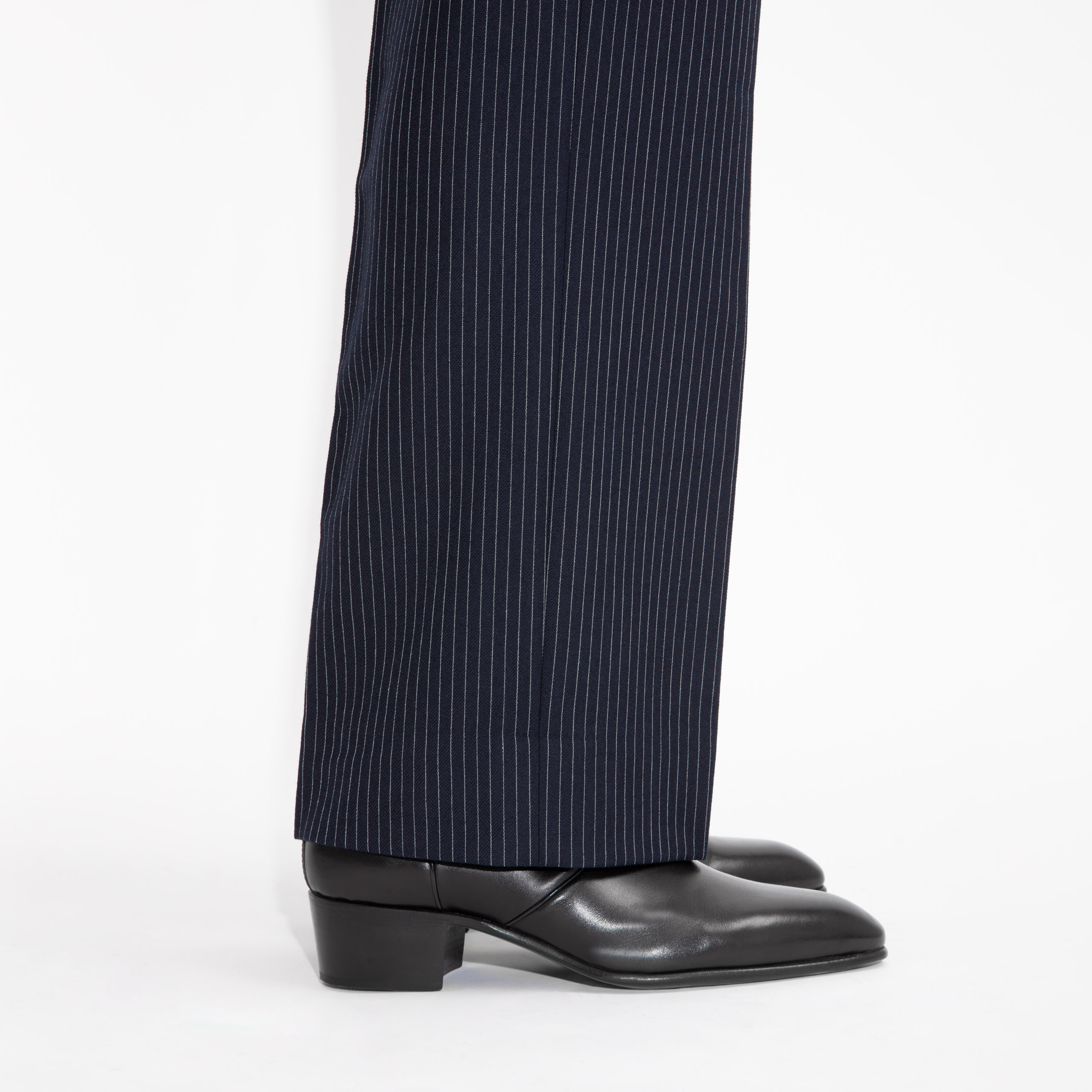 SINGLE-BREASTED 3-PIECE SUIT IN TWILL - NAVY WITH PINSTRIPES - Image 8