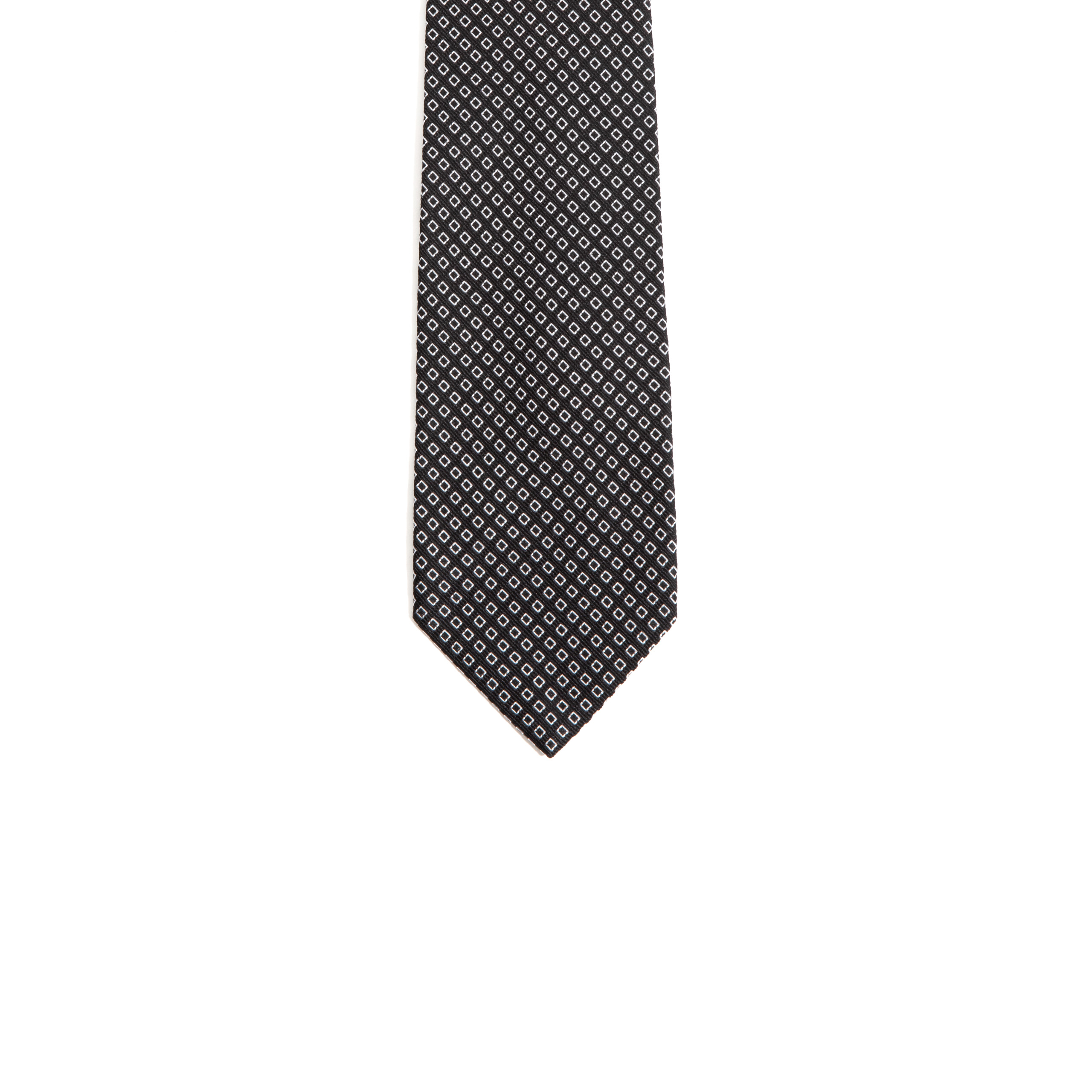 TIE IN SILK - BLACK WITH WHITE DIAMONDS - Image 2