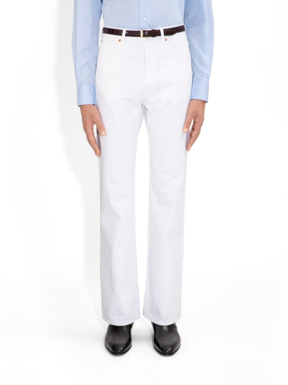 JEAN ÉVASÉ TAILLE HAUTE EN DENIM - BLANC1