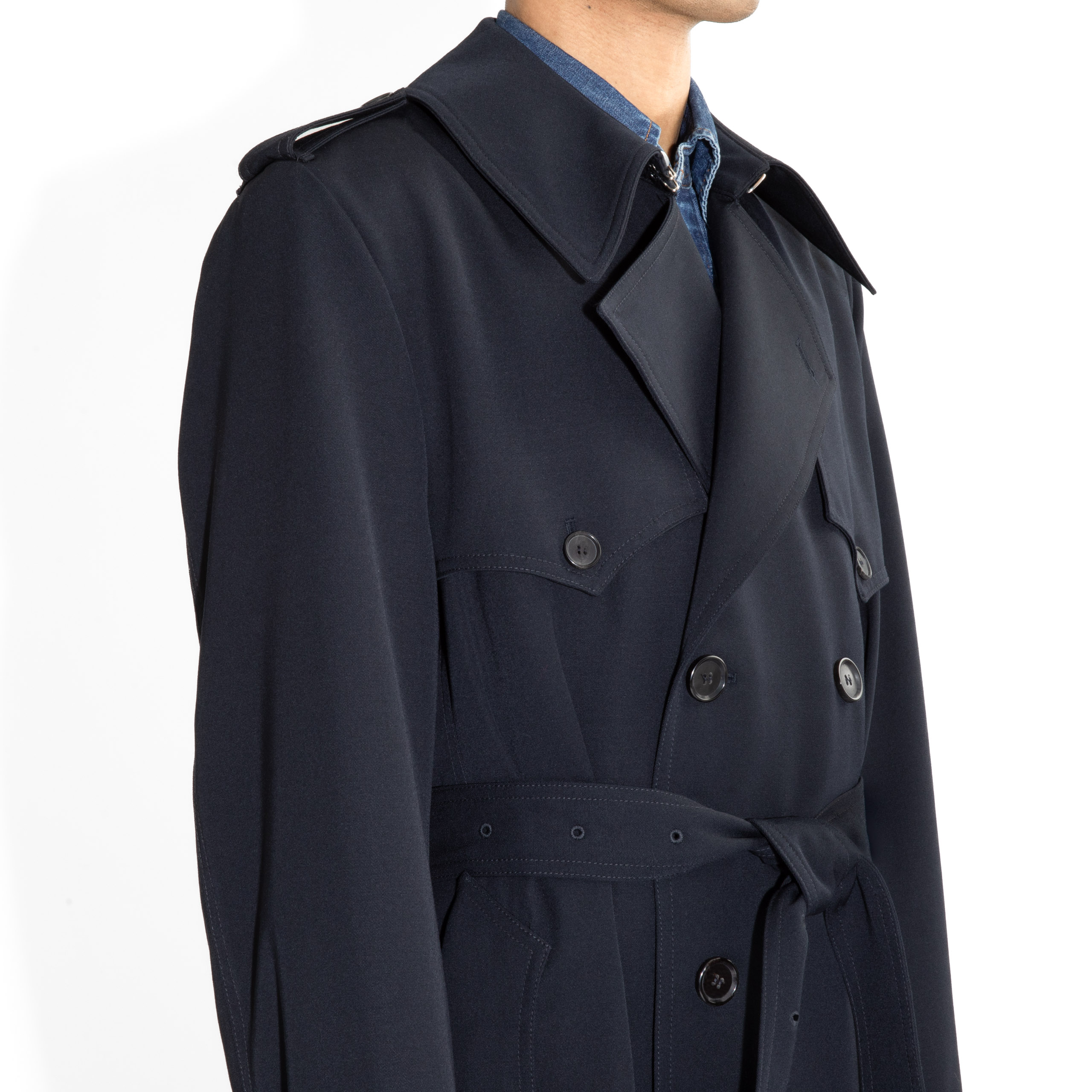 TRENCH COAT IN GABARDINE - NAVY - Image 2