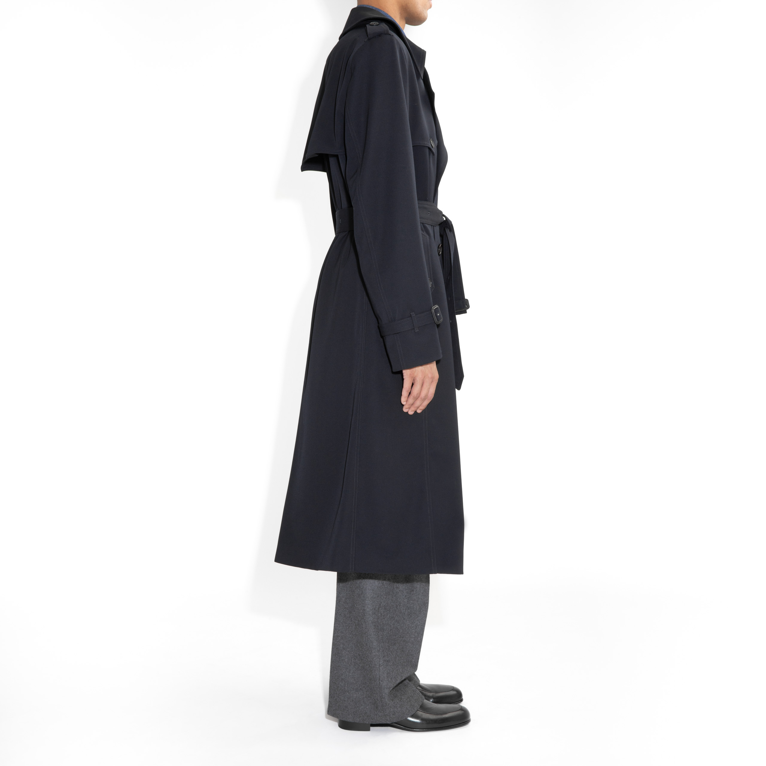 TRENCH COAT IN GABARDINE - NAVY - Image 5