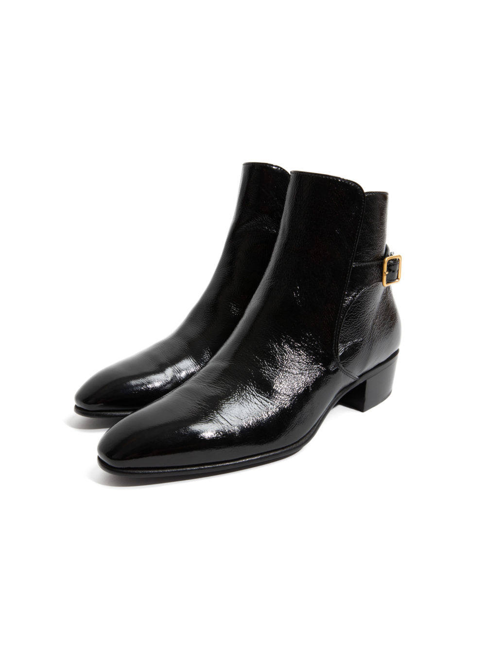 JODHPUR BOOTS IN CRACKLED PATENT LEATHER - BLACK