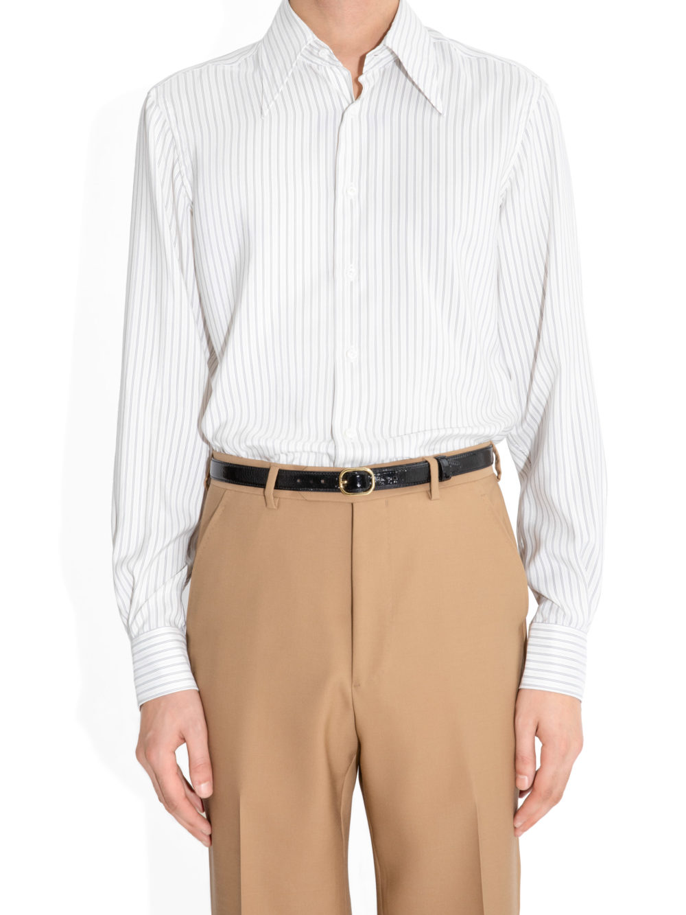 CEINTURE FINE EN CUIR DE VEAU VERNI CRAQUELÉ - NOIRE_1