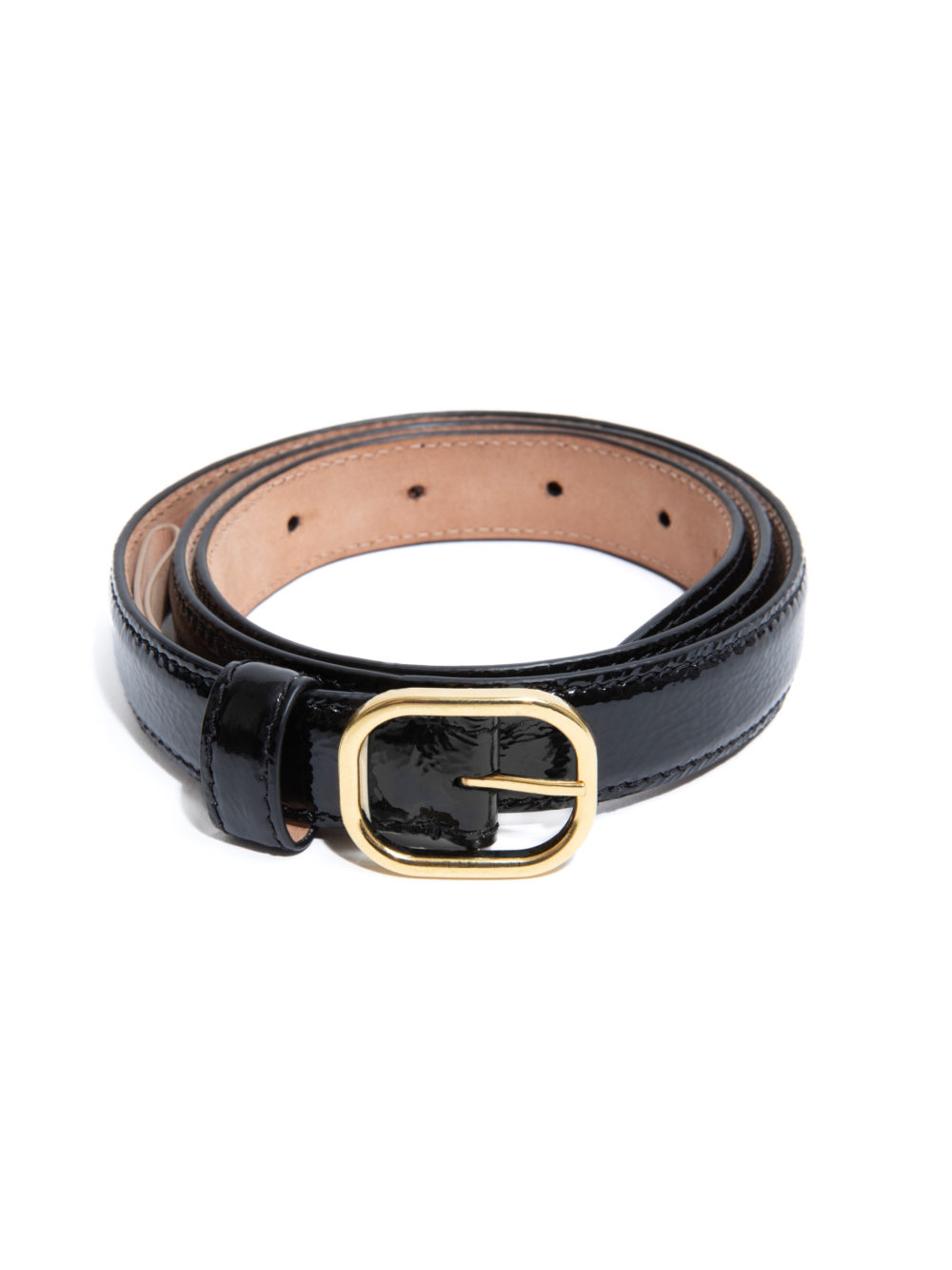 CEINTURE FINE EN CUIR DE VEAU VERNI CRAQUELÉ - NOIRE_1