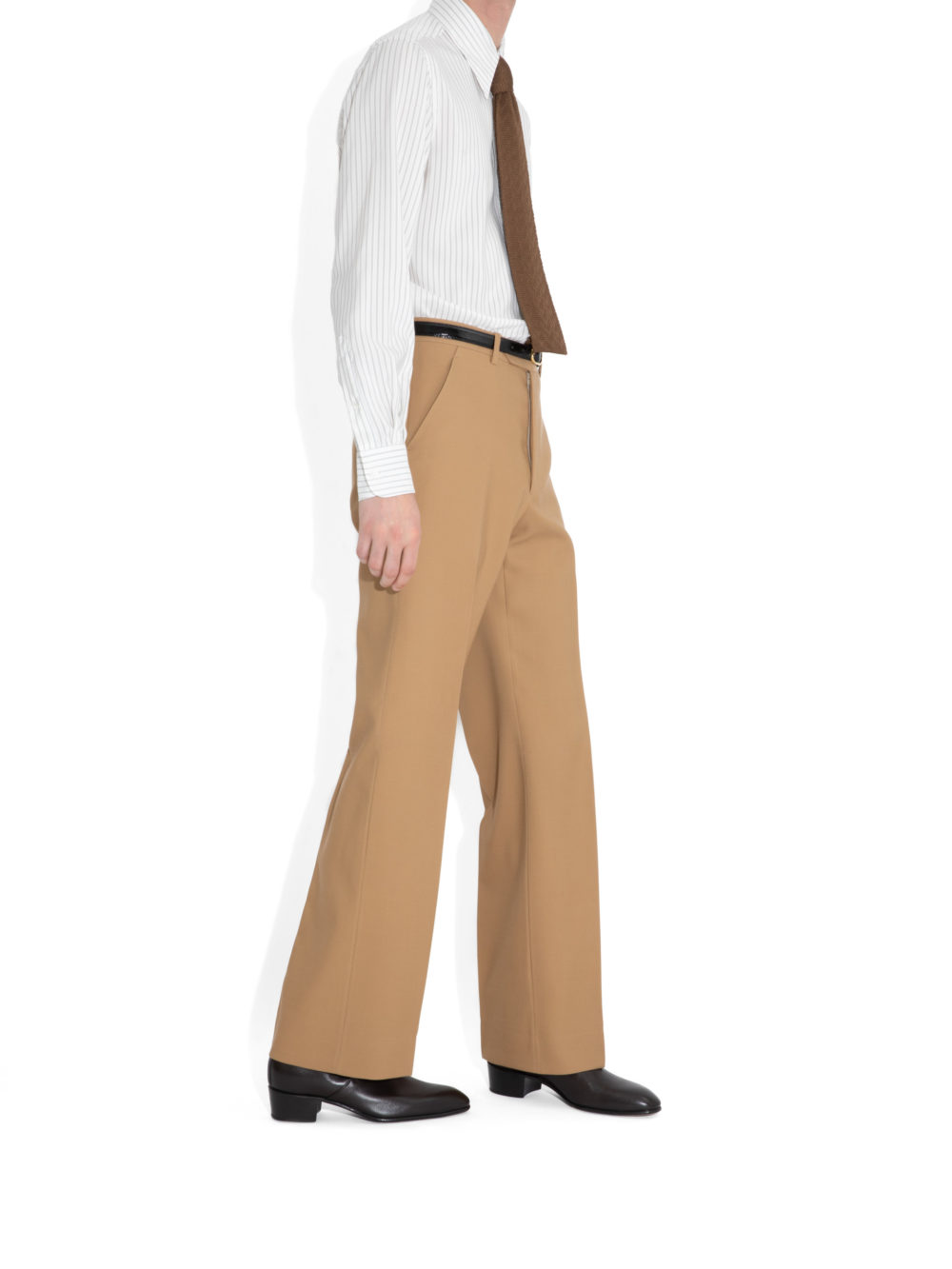 PANTALON ÉVASÉ TAILLE HAUTE EN DOESKIN - BEIGE_2