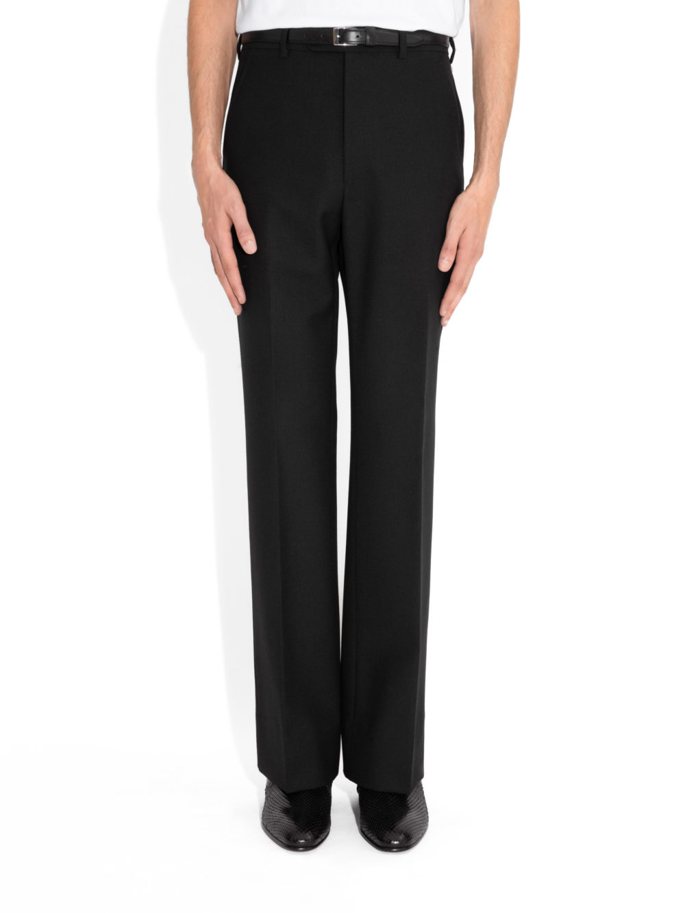 PANTALON ÉVASÉ TAILLE HAUTE EN FRESCO - NOIR-3