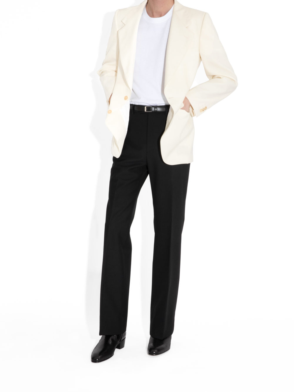 PANTALON ÉVASÉ TAILLE HAUTE EN FRESCO - NOIR-3