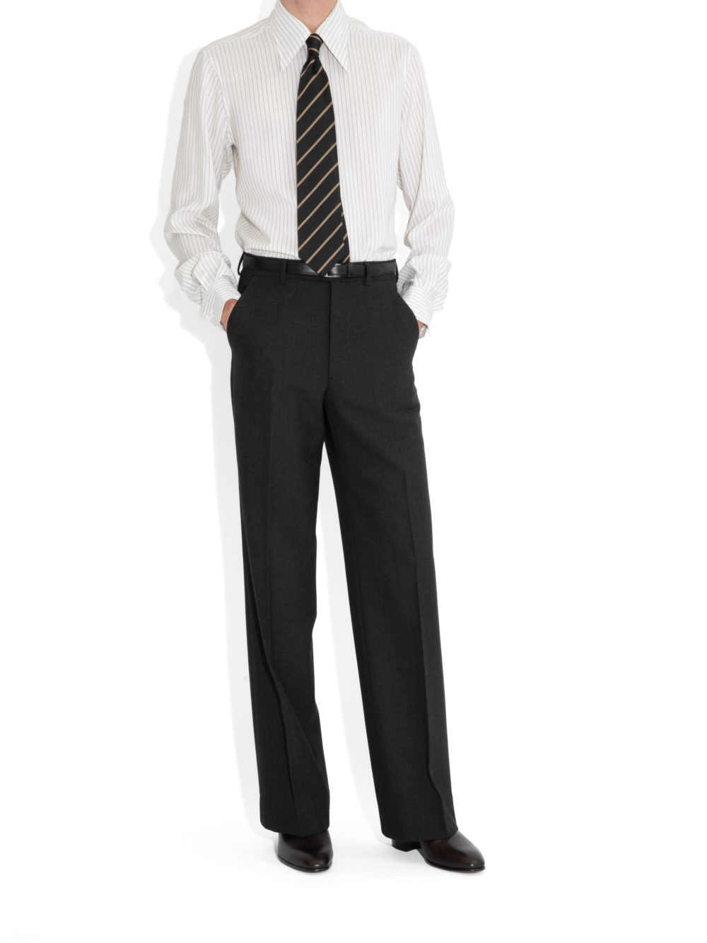 PANTALON LARGE TAILLE HAUTE EN FRESCO - ANTHRACITE_1