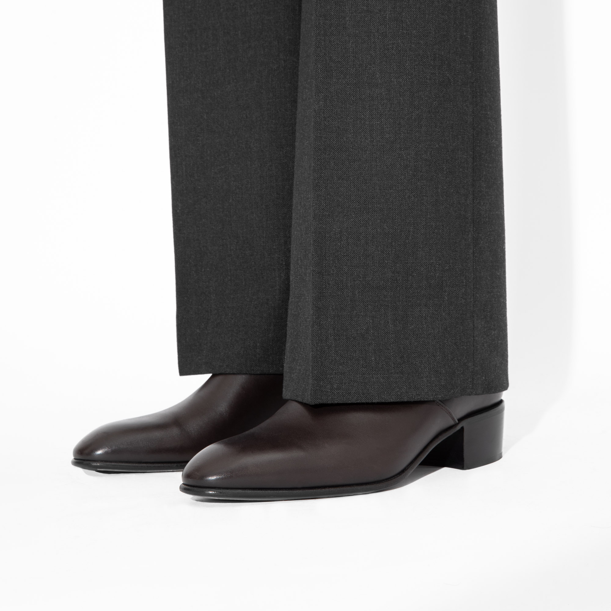 BUCKLED BOOTS IN BOX CALFSKIN - EBONY