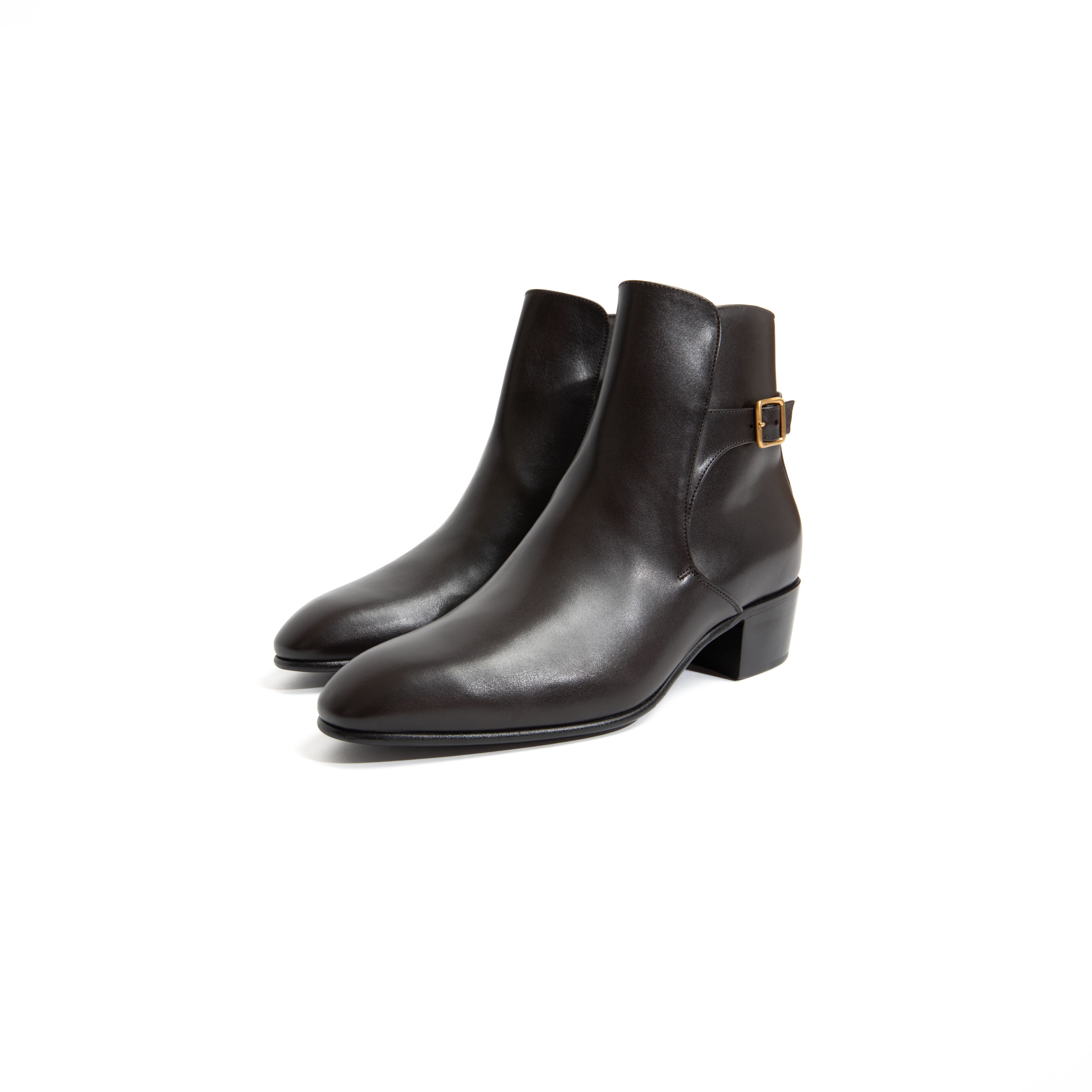 BUCKLED BOOTS IN BOX CALFSKIN - EBONY - Image 3