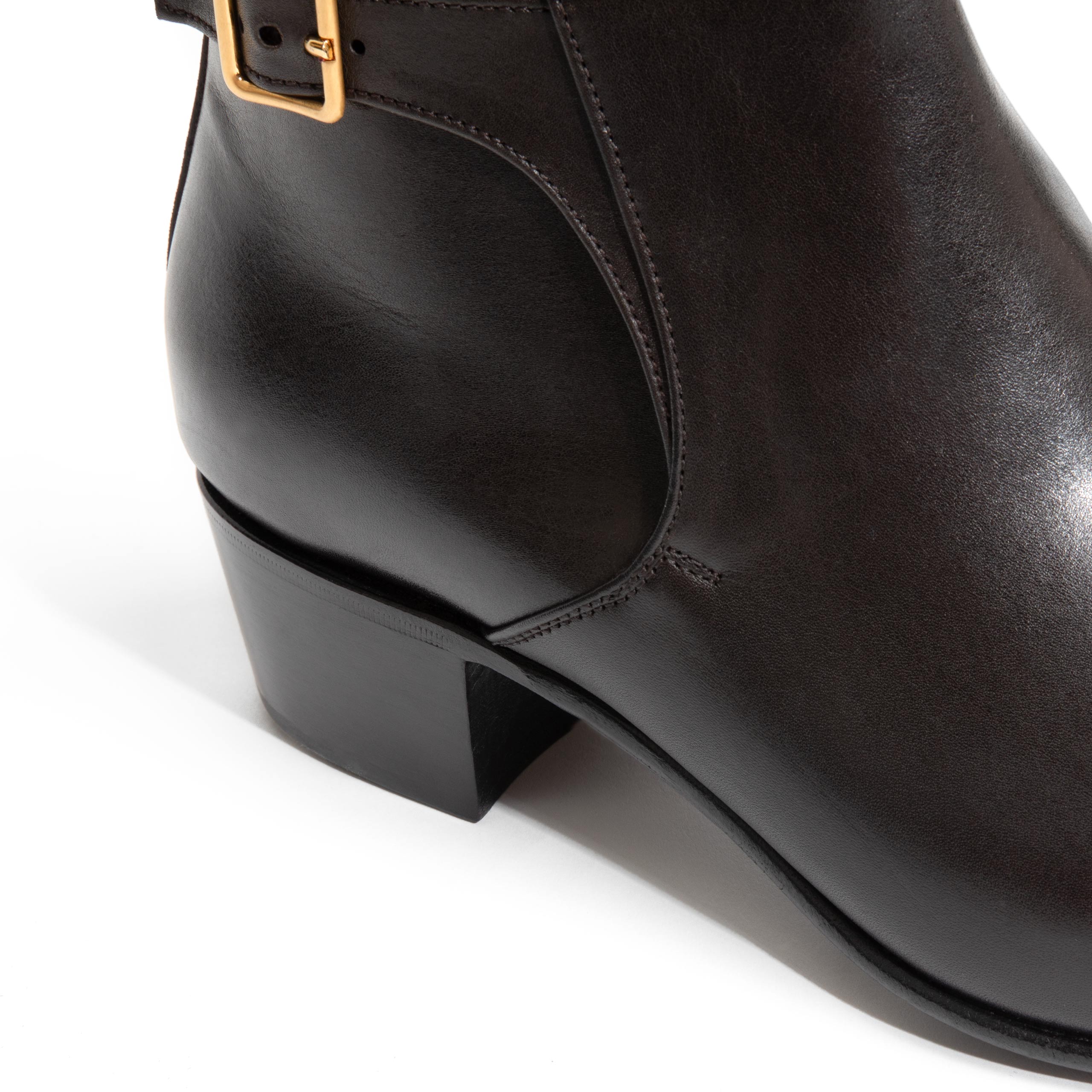 BUCKLED BOOTS IN BOX CALFSKIN - EBONY - Image 4