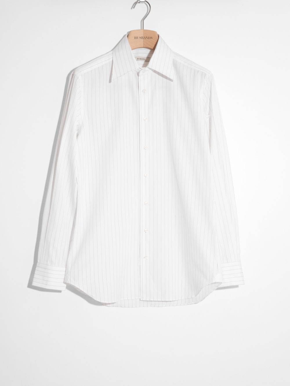 CHEMISE COL LARGE EN POPELINE - BLANCHE À RAYURES TENNIS NOIRES_1c