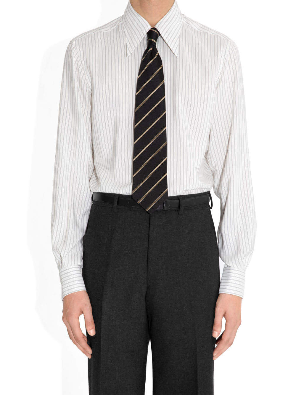 CRAVATE EN SOIE - NOIRE À RAYURES DORÉES_1