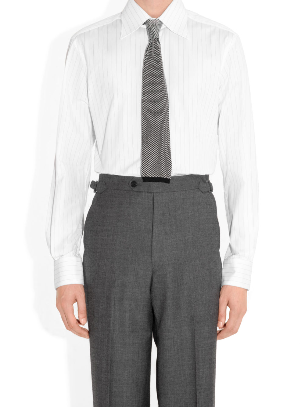 CRAVATE EN SOIE TRICOTÉE - NOIRE ET BLANCHE_1