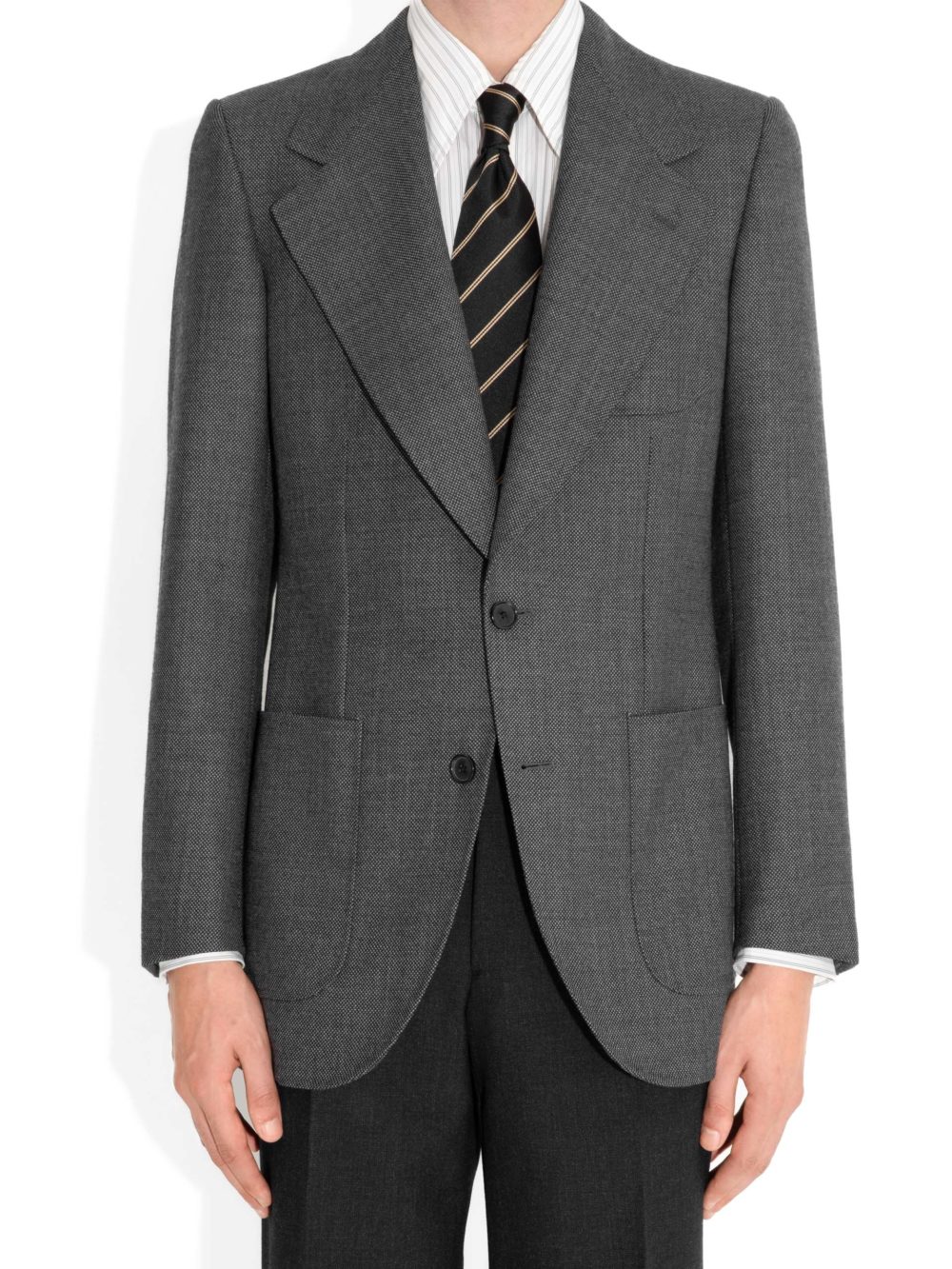 SINGLE-BREASTED JACKET IN BIRDSEYE - GREY