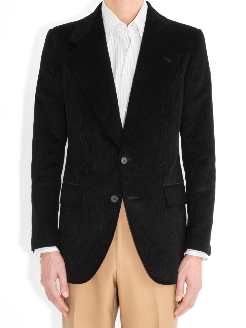 SINGLE-BREASTED JACKET IN CORDUROY - BLACK