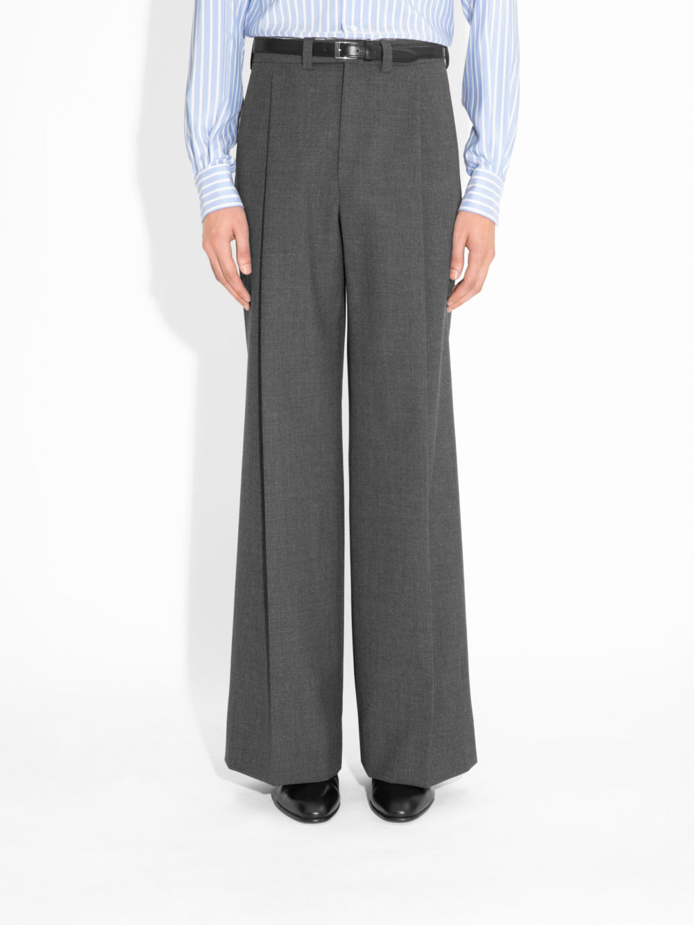 VERY WIDE HIGH-WAISTED TROUSERS IN FRESCO - GREY