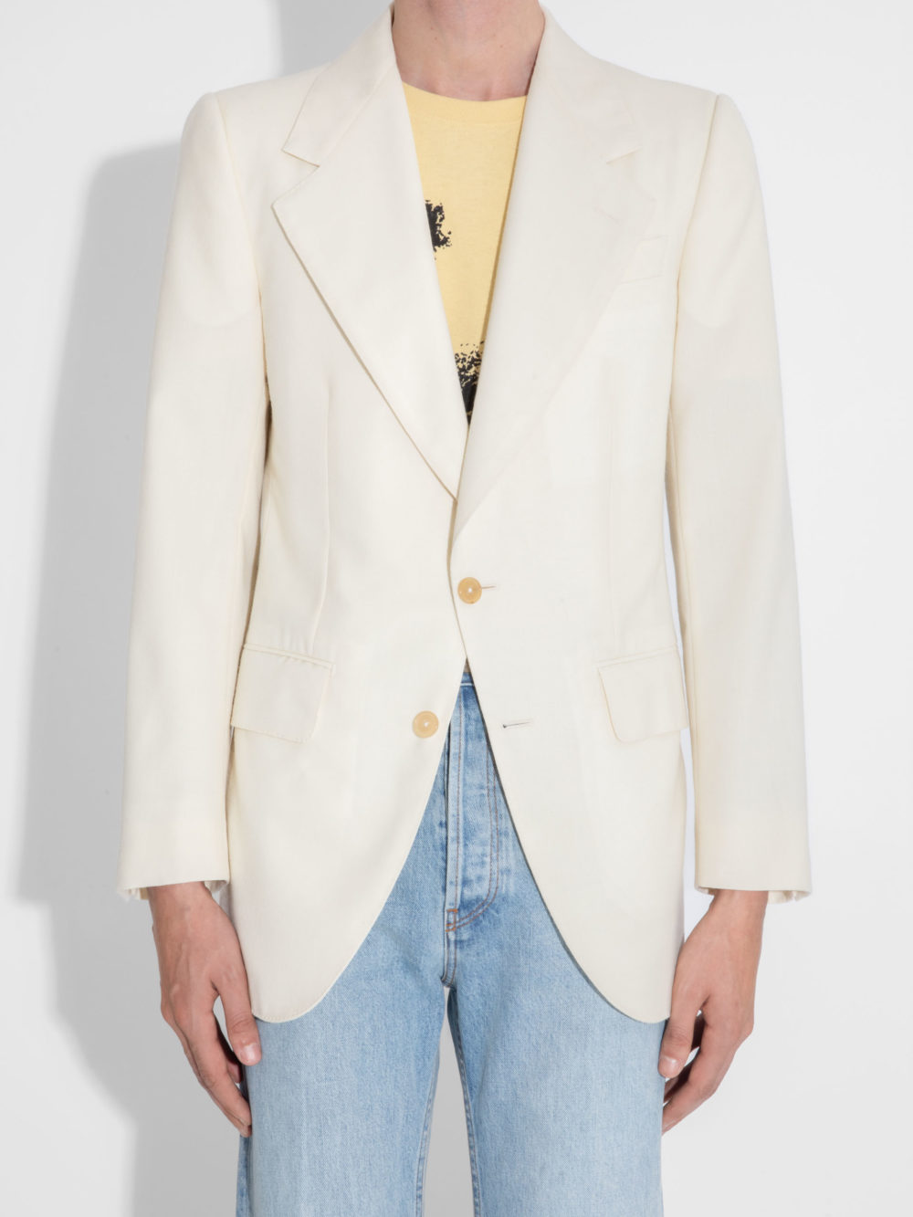 SINGLE-BREASTED JACKET IN WOOL - CREAM