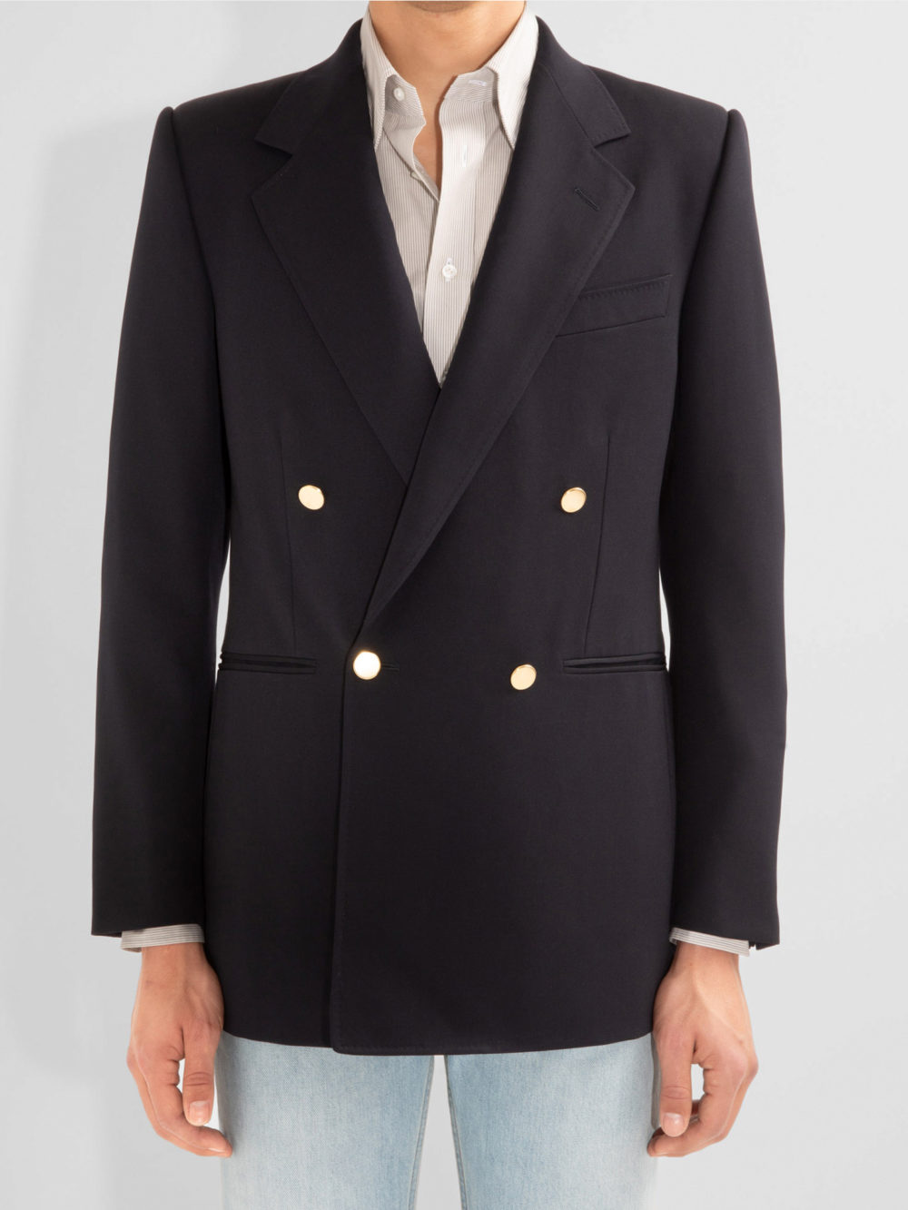 DOUBLE-BREASTED JACKET IN TWILL - NAVY