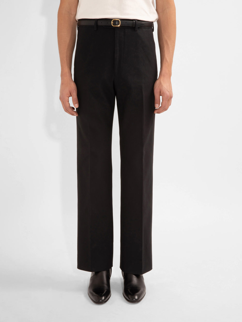 FLARED TROUSERS IN ORGANIC COTTON DRILL - BLACK__1