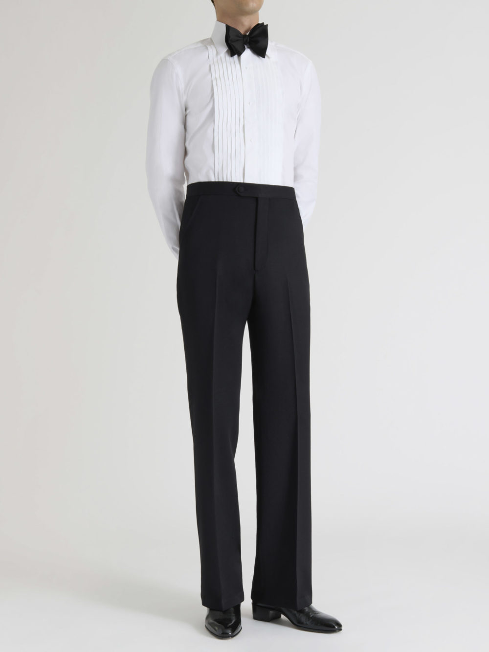 FLARED TROUSERS IN WOOL GRAIN DE POUDRE - BLACK_1