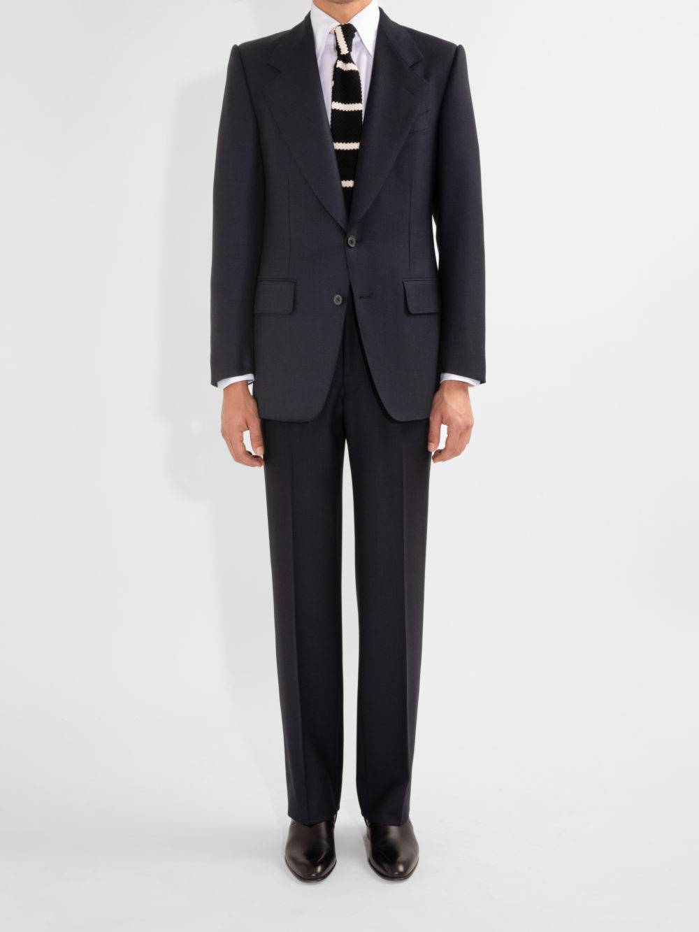 SINGLE-BREASTED SUIT IN BIRDSEYE - NAVY