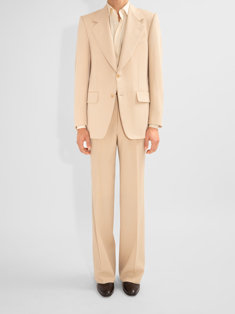 SINGLE-BREASTED SUIT IN GABARDINE - LIGHT BEIGE