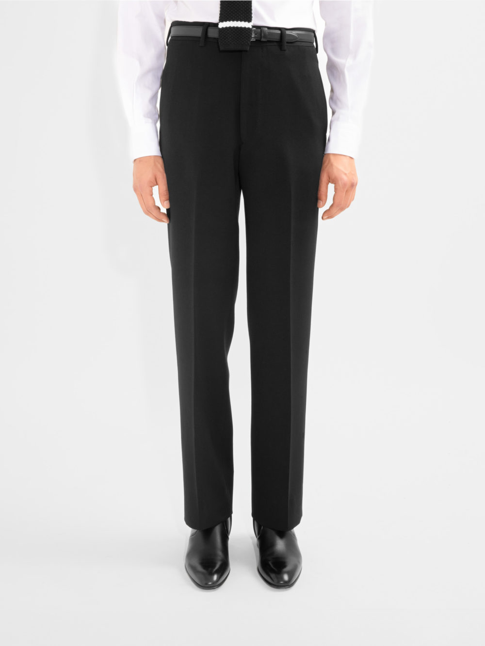 STRAIGHT HIGH-WAISTED TROUSERS IN DOESKIN - BLACK