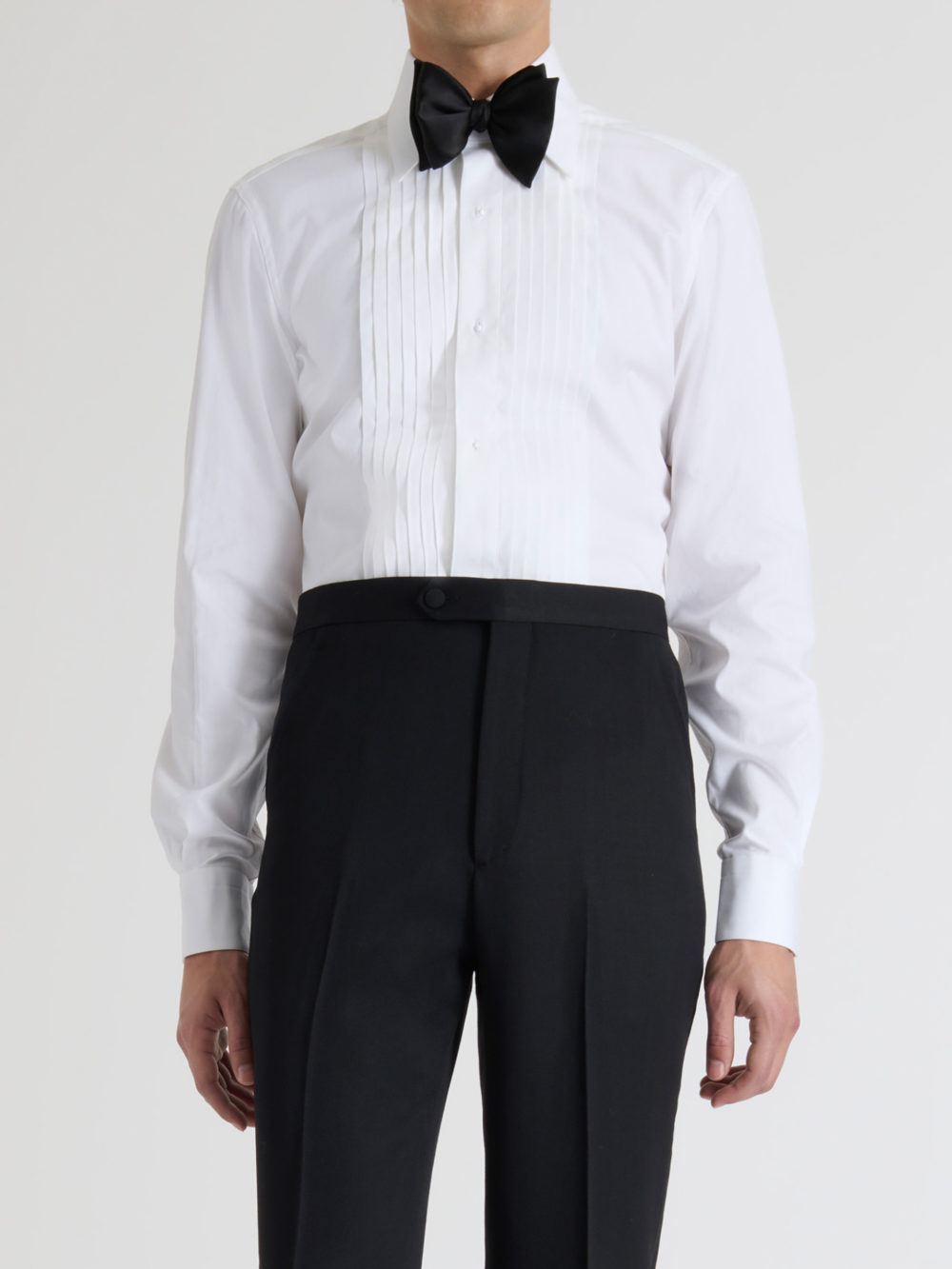 WIDE COLLAR TUXEDO SHIRT IN COTTON PIN POINT - WHITE_1