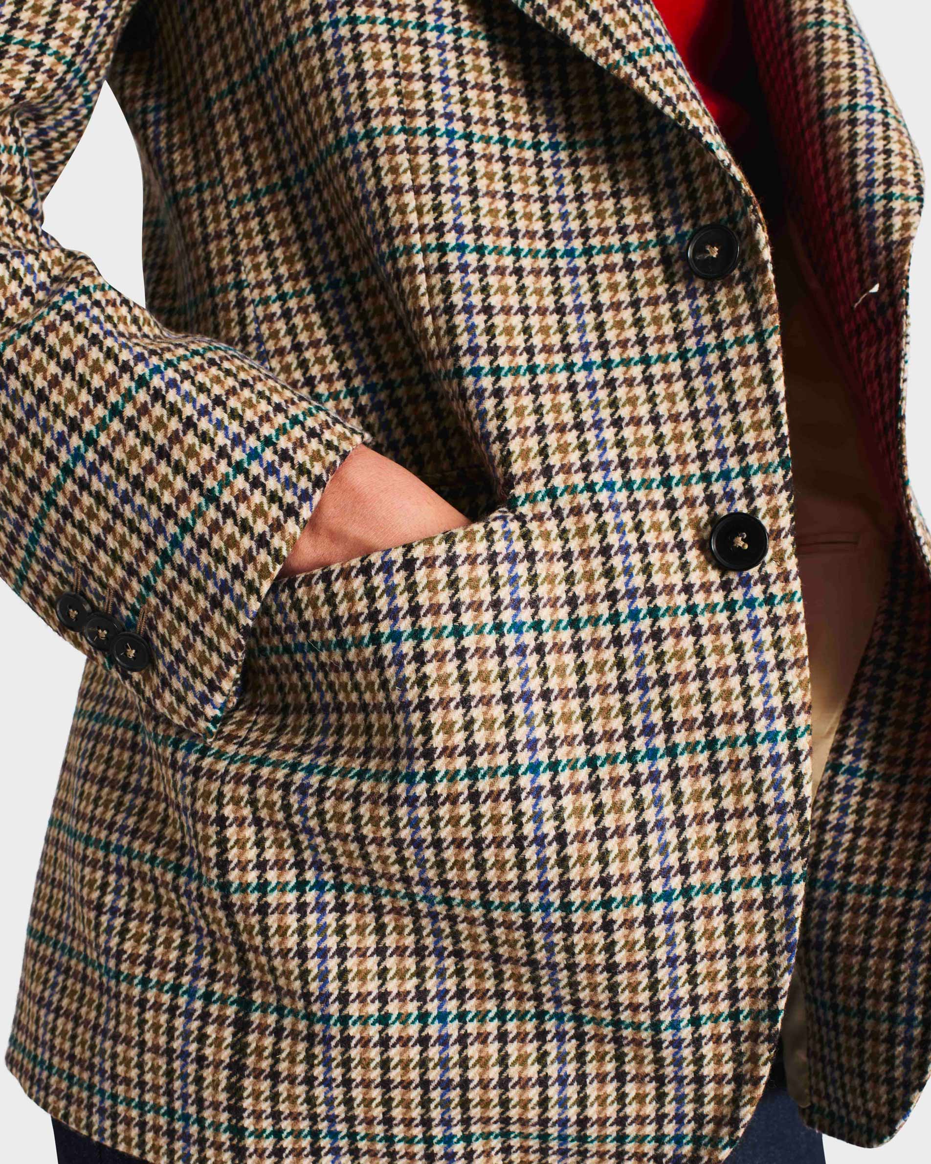 SINGLE-BREASTED JACKET IN TWILL - MULTICOLOR HOUNDSTOOTH - Image 2