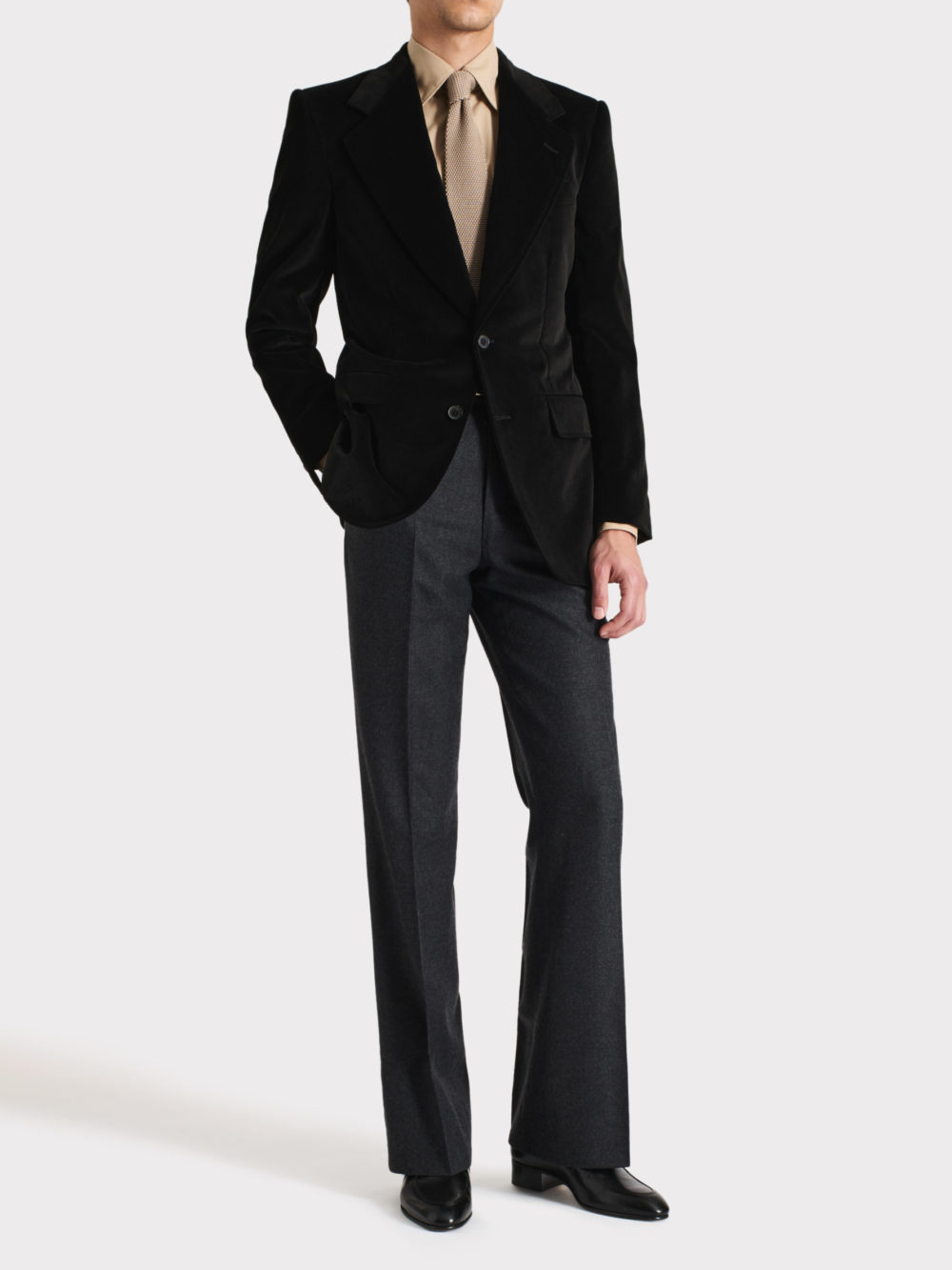 017_SINGLE-BREASTED JACKET IN COTTON VELVET - BLACK_1_0583_OK