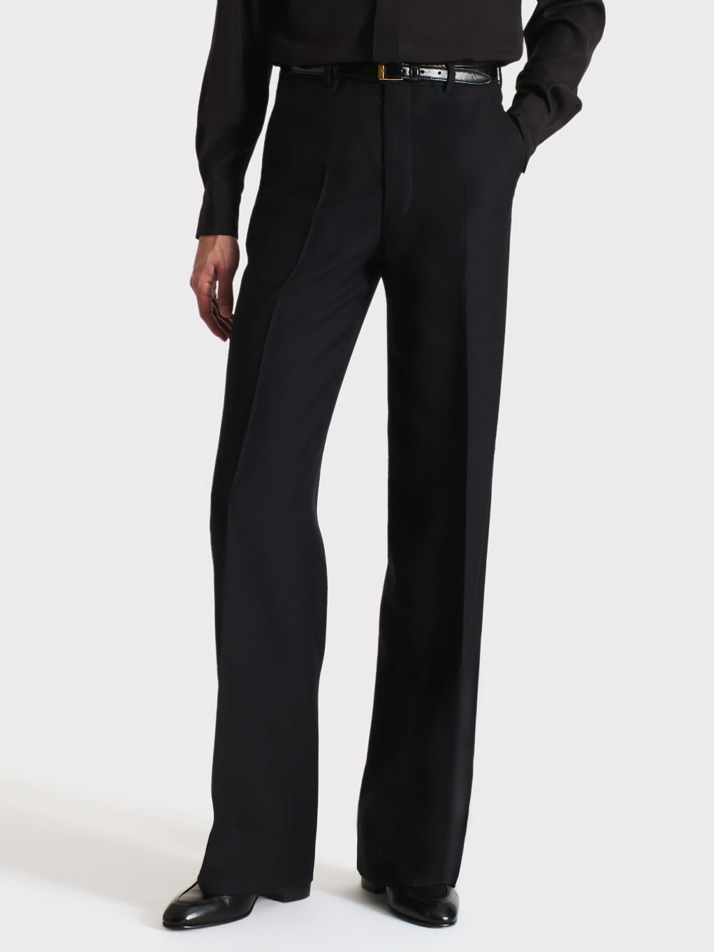028_WIDE TROUSERS IN WORSTED WOOL TWILL - BLACK_1_0900