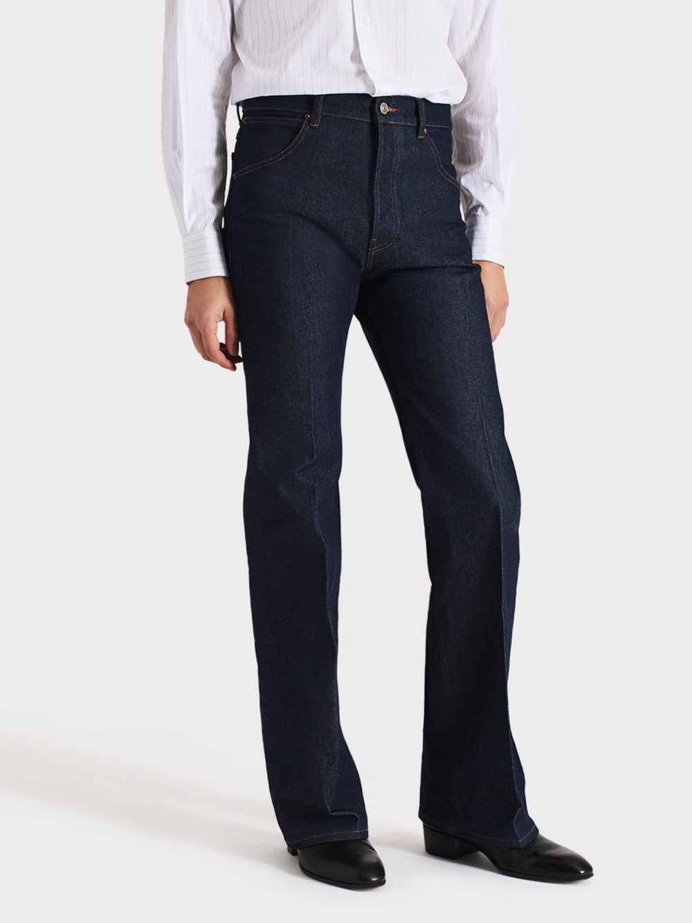 011_FLARED JEANS IN COTTON DENIM - INDIGO_1_0412