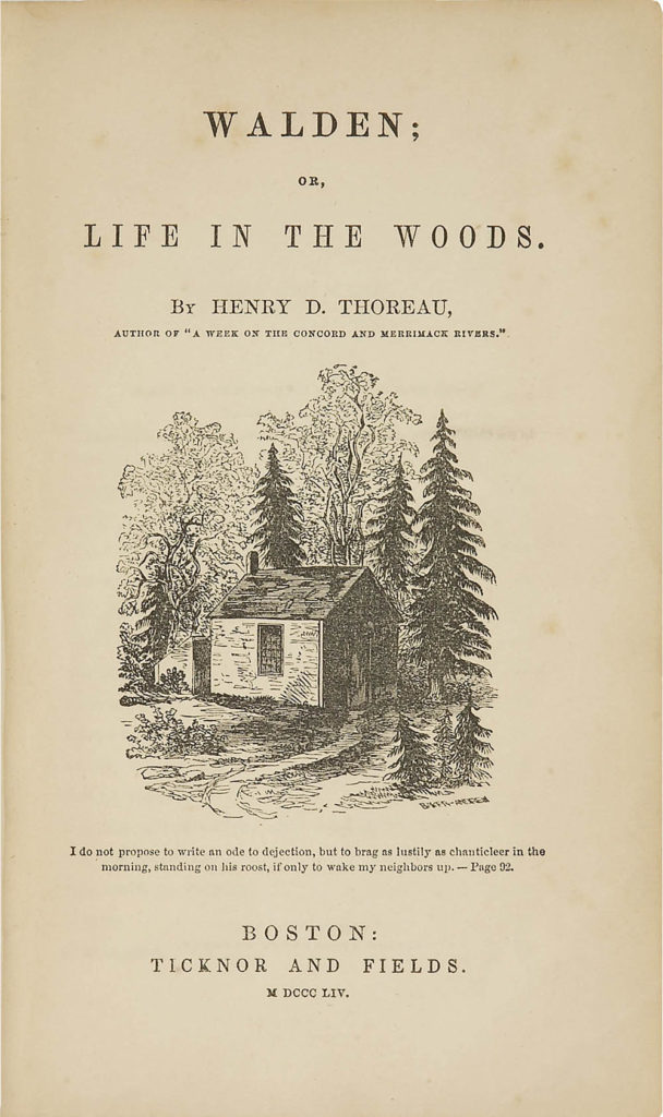 THOREAU, David Henry, écriv. Walden, ou la vie dans les bois. 1854. 371 p.
