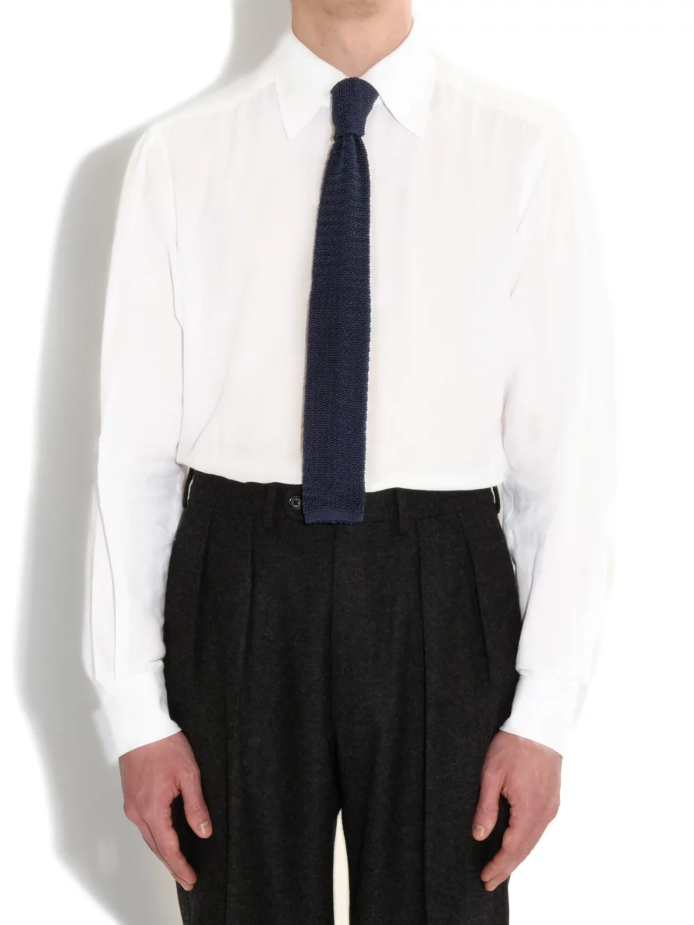 CRAVATE EN SOIE TRICOTÉE - BLEU MARINE